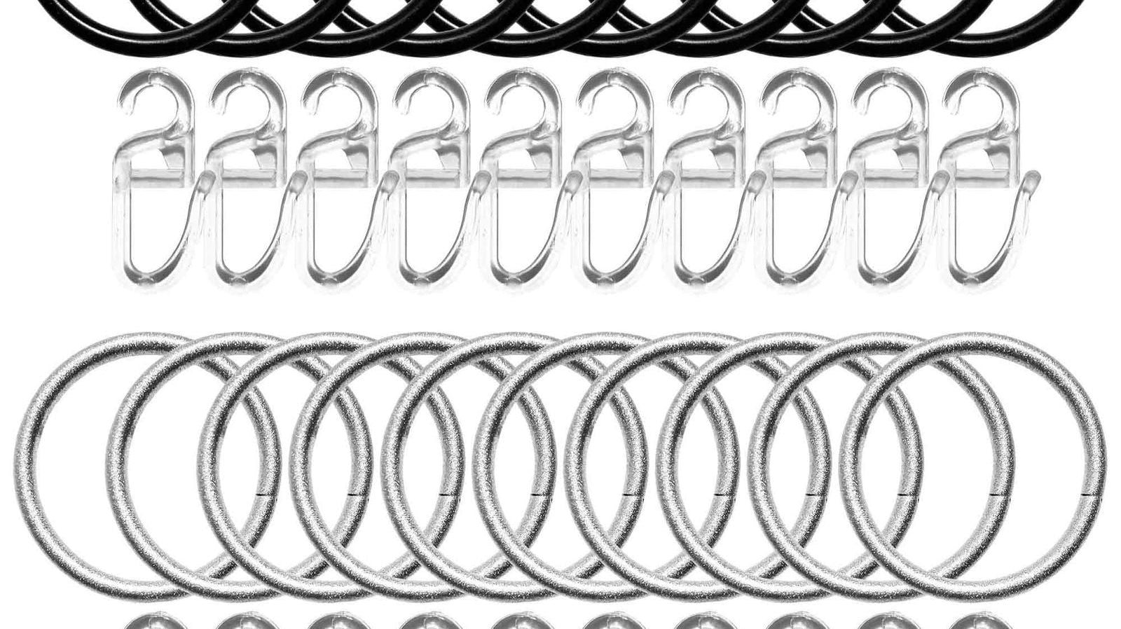 10er Set Gardinenringe mit Faltenlegehaken Ø 3540mm »Köln« Gardinenstange 2021192