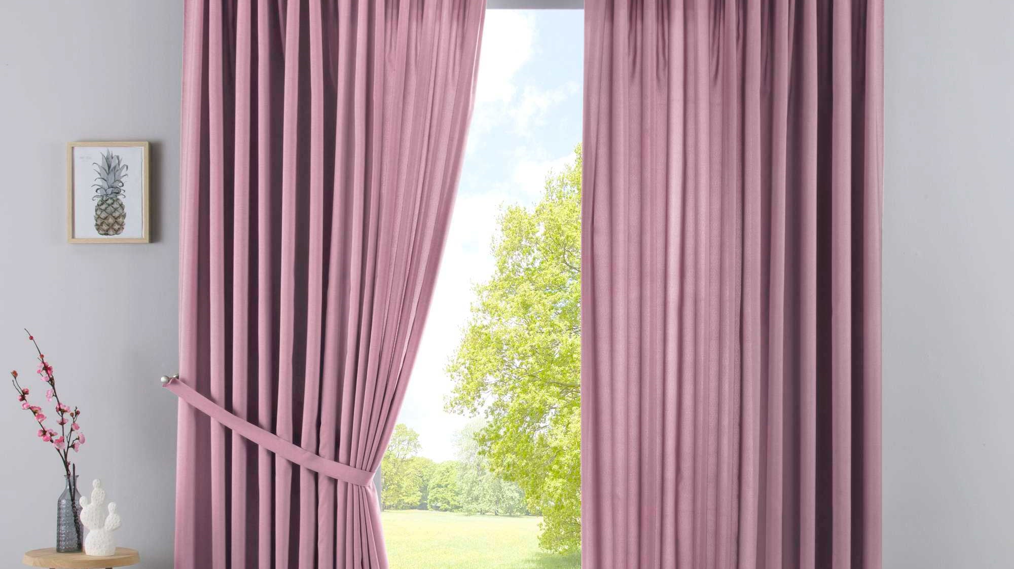 2er Set Vorhänge Verdeckte Schlaufen Cationic »JENA« Blickdicht Leinen Optik Gardinen Meliert Gardinenband mit Raffhalter 2019037-2