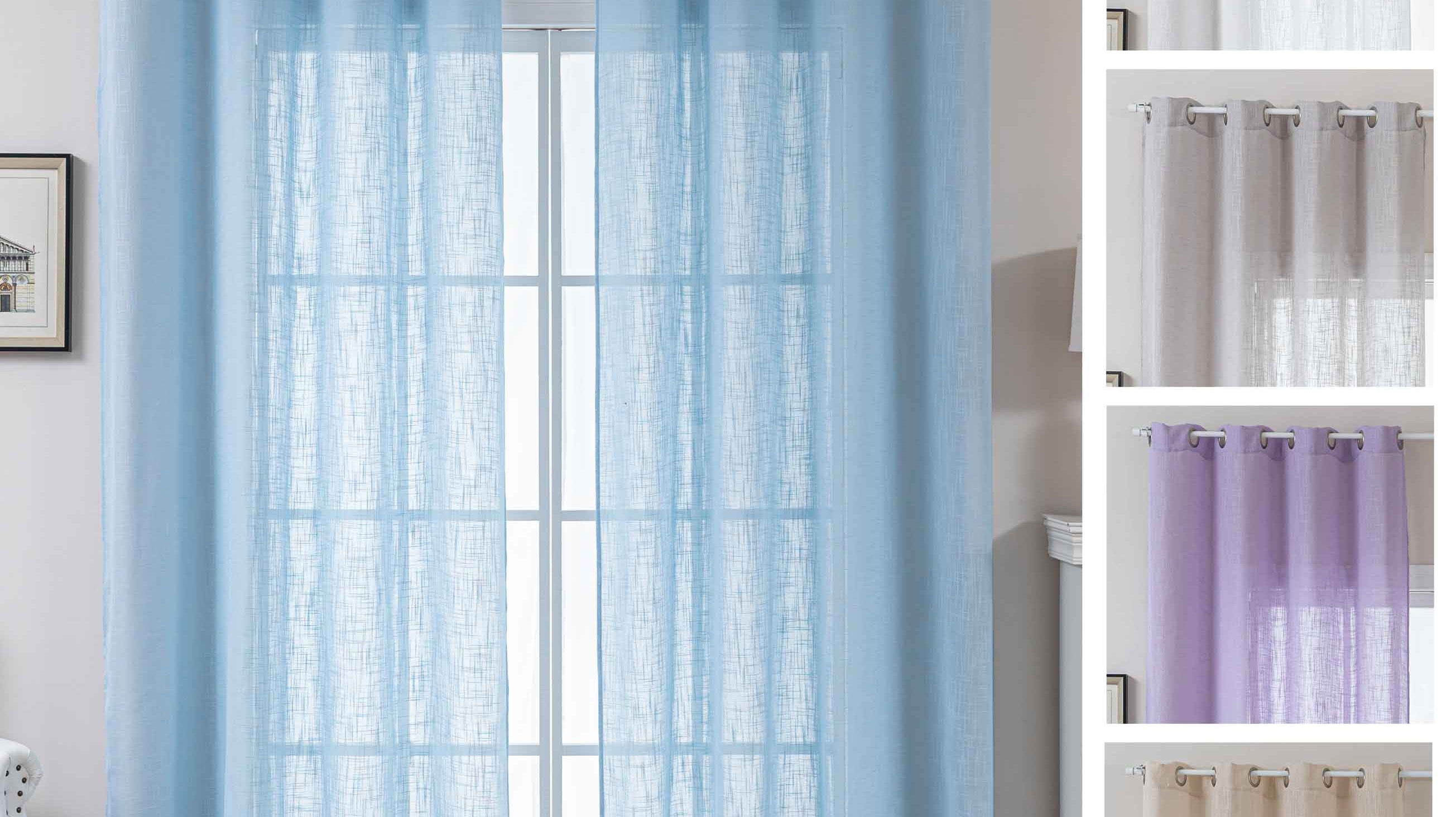 2er Set Gardinen Ösen Grobfaser »Seoul« Ösen Linenlook-Struktur Uni Halbransparent Blickdicht 2024110-2