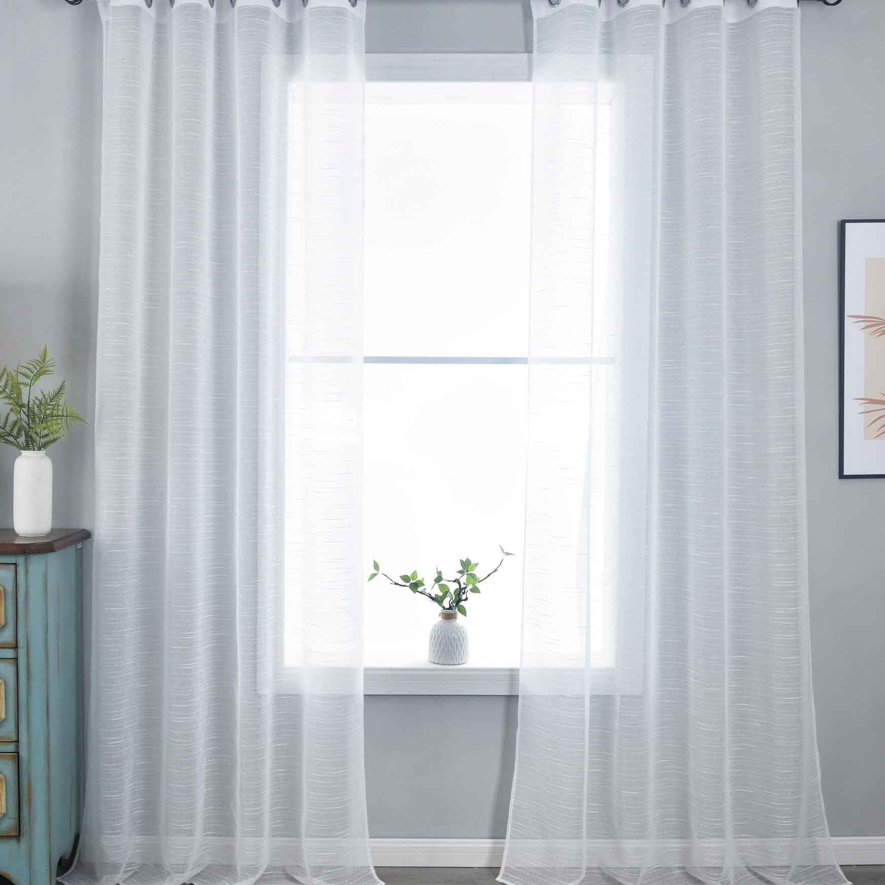 2er Set Gardinen »Dresden« Ösen HxB 245x135 cm Natur Raffhalter filigran leicht modern elegant Linienmuster 202440-2