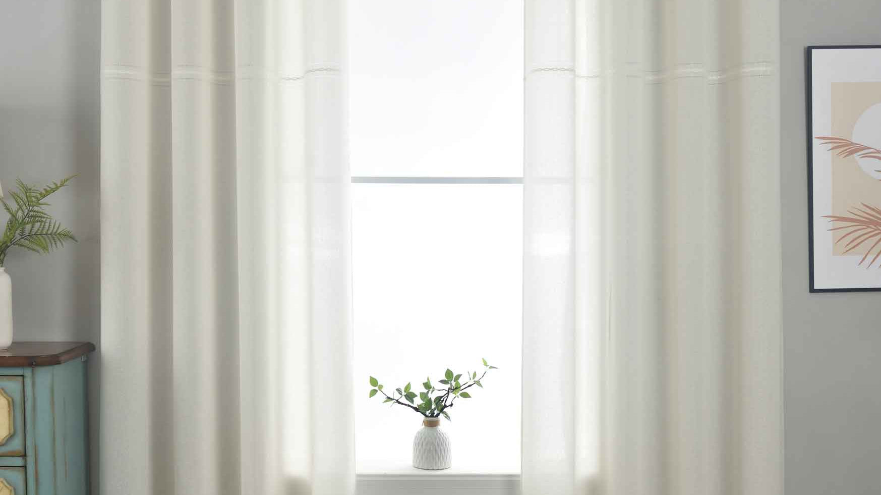 2er Set Halbtransparente Gardinen mit Ösen »Leipzig« Kettenmuster lichtdurchlässig elegante Struktur 202450-2