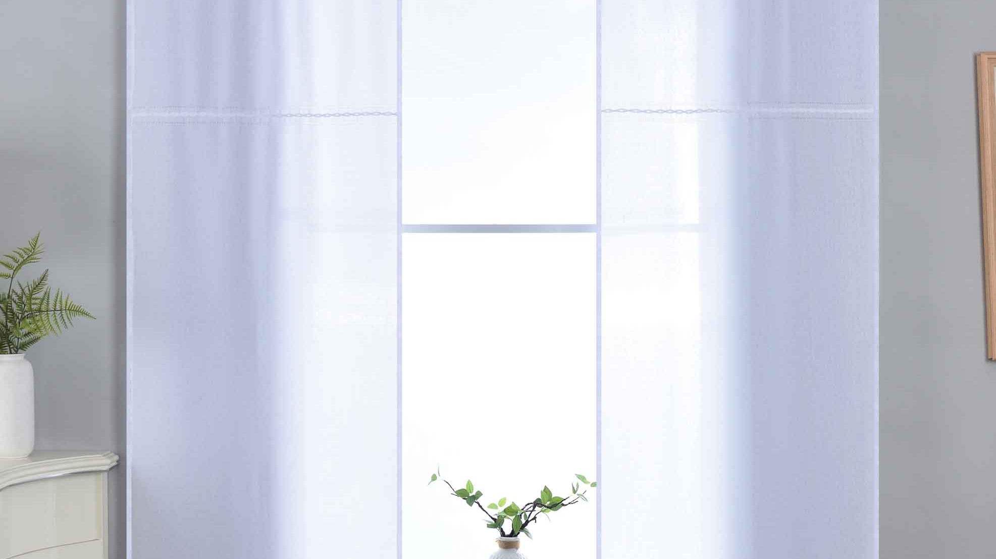 2er Set Halbtransparente Schiebegardinen mit Paneelwagen »Leipzig« Kettenmuster lichtdurchlässig elegante Struktur 202450P-2