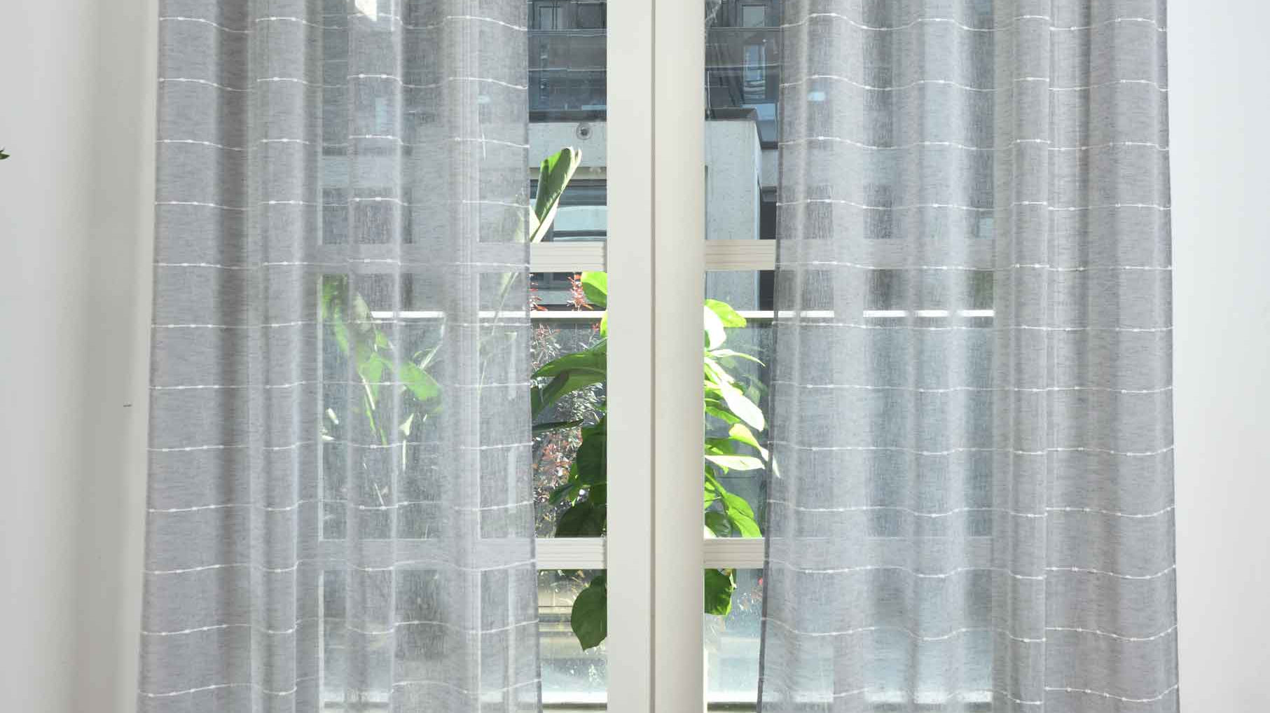 2er Set Halbtransparente Gardinen mit Ösen »Kassel« Chenille Leinenbindung Streifen Grobfaserig 202470-2