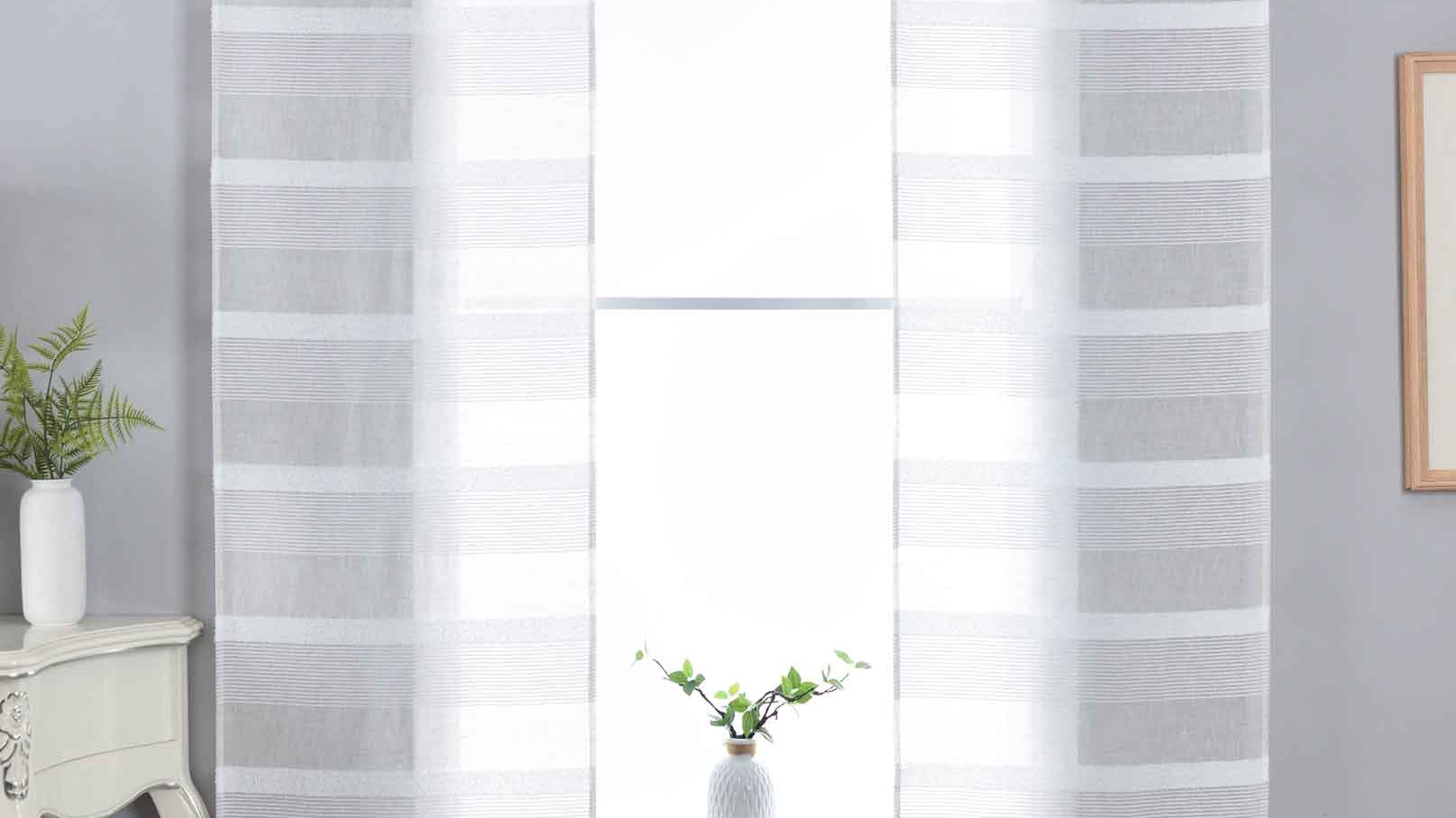 2er Set Halbtransparente Schiebegardinen Paneelwagen HxB 245x60 cm Natur Meliert »Halle« Chenille Leinenbindung Lichtdurchlässig Halbtransparent 202480P-2