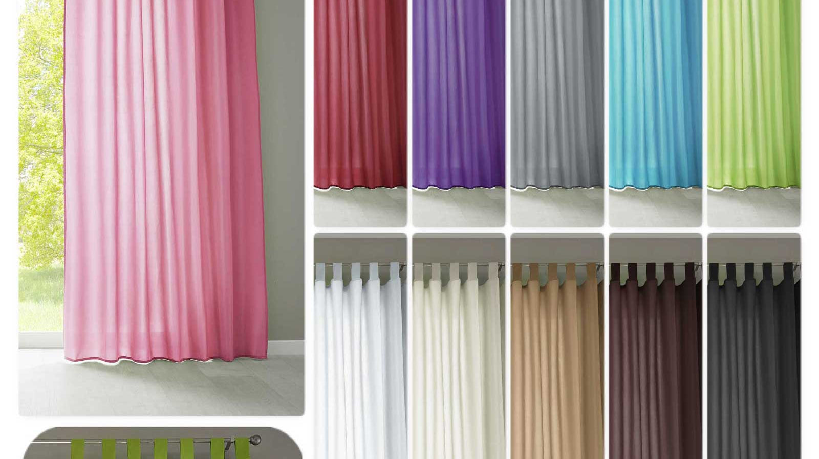 1er Set Vorhang Schal Schlaufen »Berlin« Microsatin Lichtdurchlässig Kräuselband Uni Matt 20400N