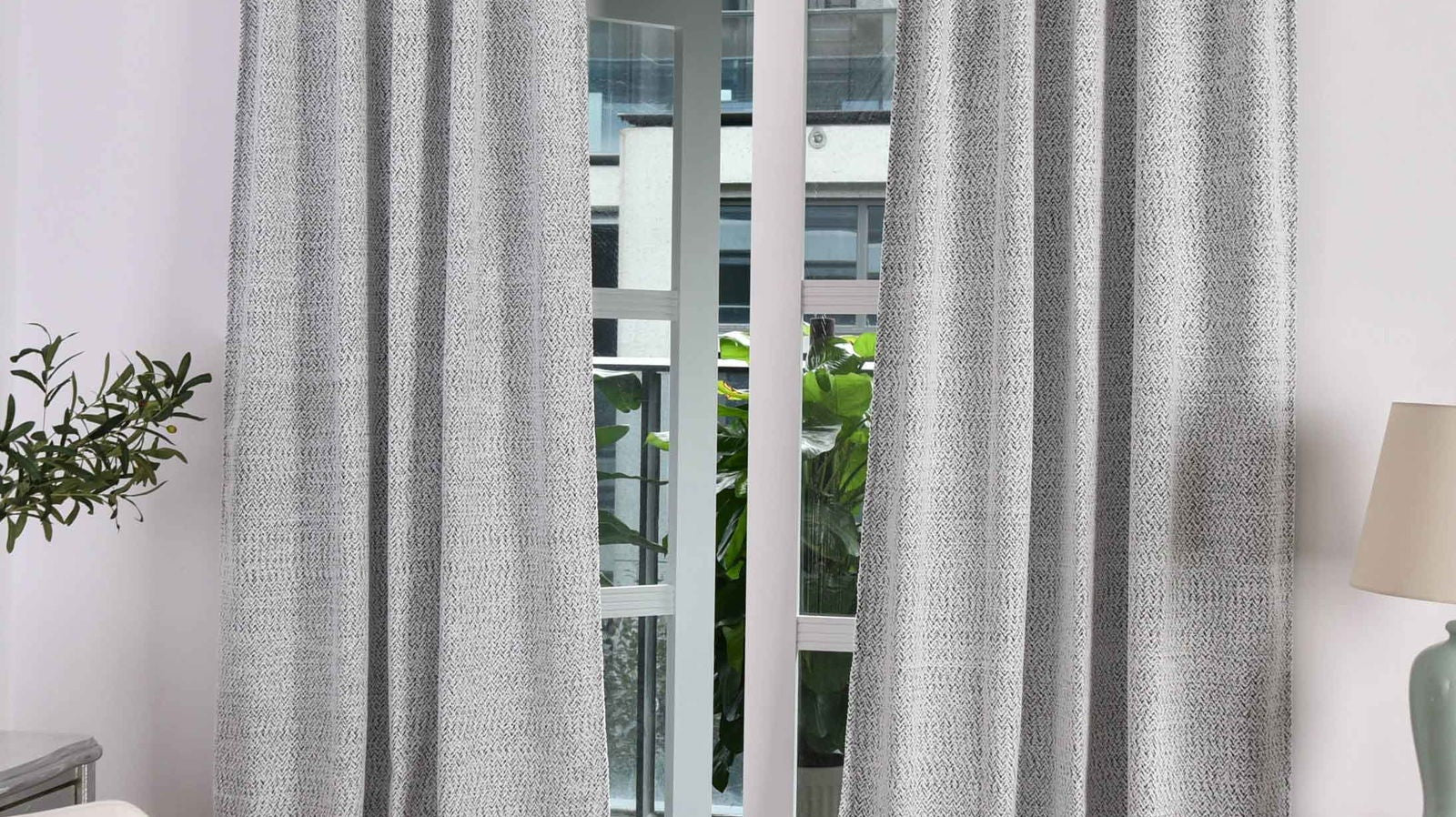 2 Vorhänge Chenille Vorhang Bouclé-Struktur HxB 245x140 cm Weiß Schwarz »MONTANA« Multiband-Aufhängung Pflegeleicht 2023330-2