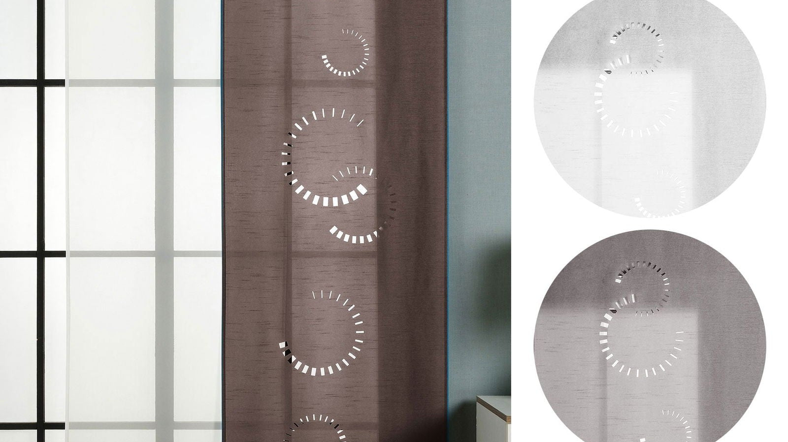 2er-Pack Schiebegardine Flächenvorhang Avila Lasercut Wildseide Optik Voile cm (HxB) inkl. Paneelwagen und Beschwerungsstangen 165610