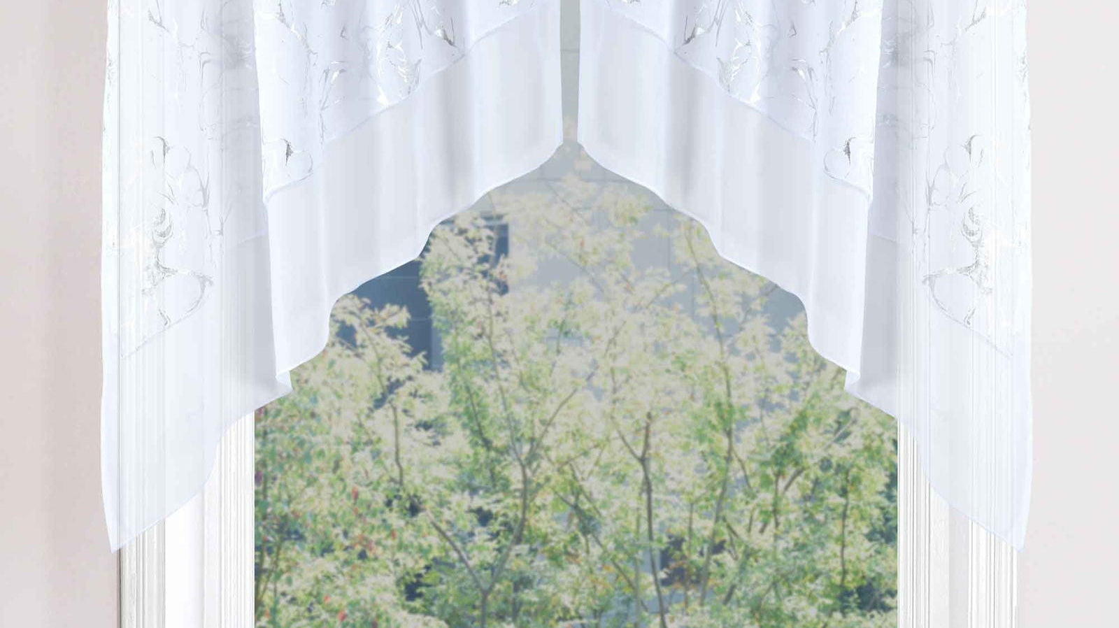 2er-Set Scheibengardine HxB 80x80 cm Weiß »PLAUEN« Kurzgardine Tunneldurchzug Bogen Gardine Universalband Bistrogardine 2023730