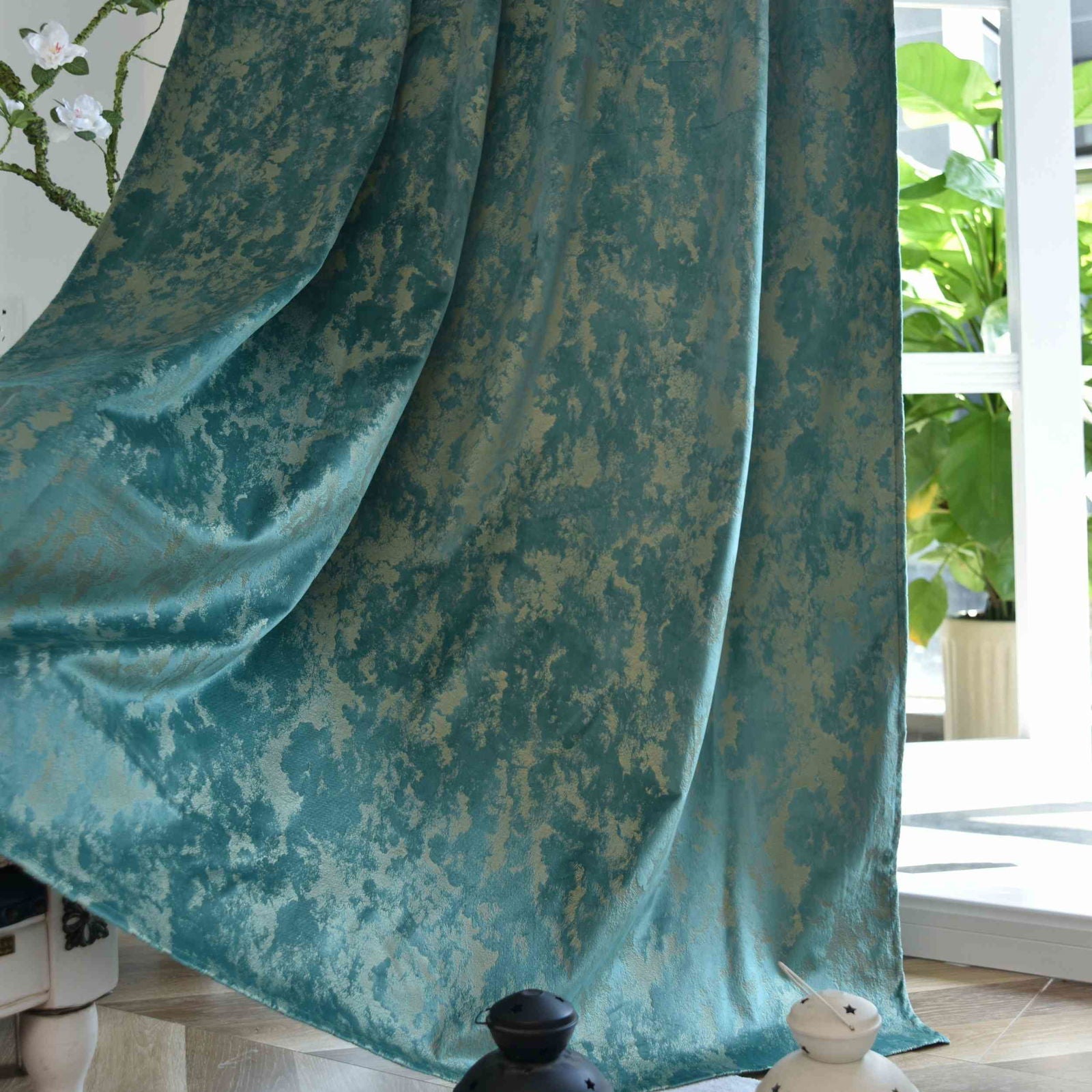 2er Set Vorhänge Samt Damast »MILANO STAR« Vorhang mit Foliendruck und Multiband Aufhängung: Königlicher Luxus für Ihr Zuhause 2023300-2