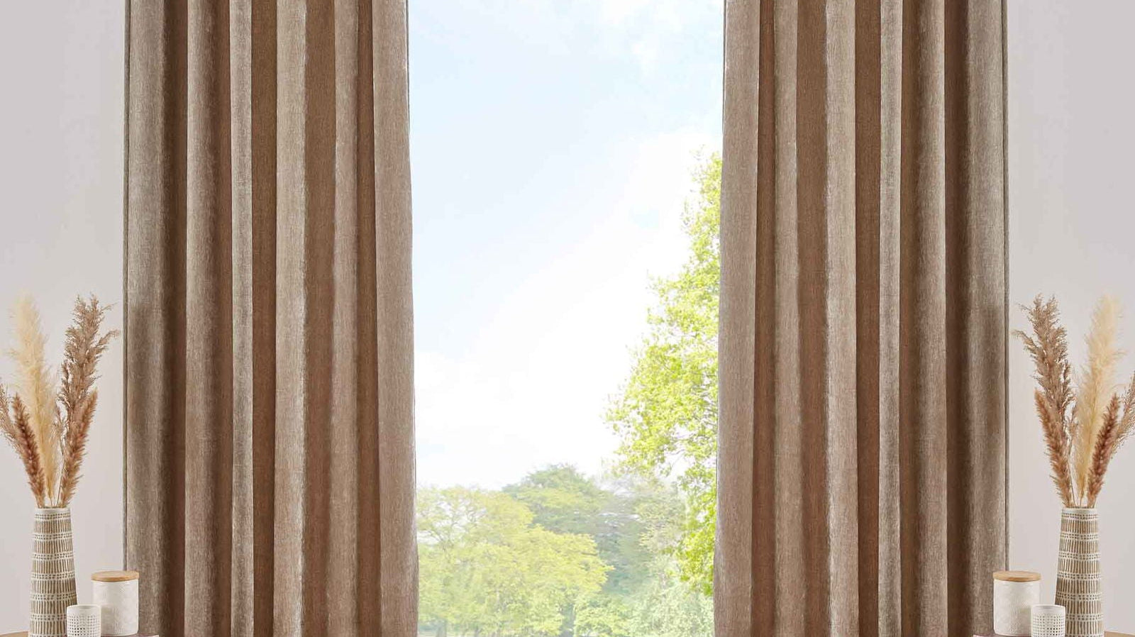 2er Set Vorhänge Thermo Chenille Schlaufenband Samtig Weich Verdunkelung 2022500-2