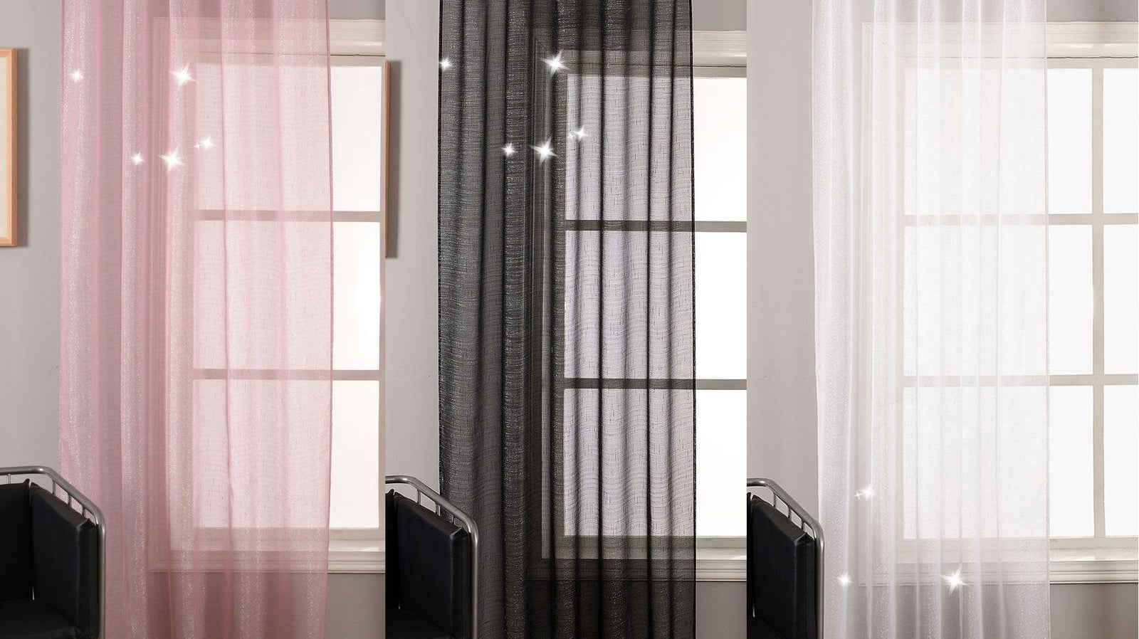 Transparente Gardine Vorhang Schal verdeckte Schlaufen Lurex Garn glänzend (Höhe x Breite cm) 20477