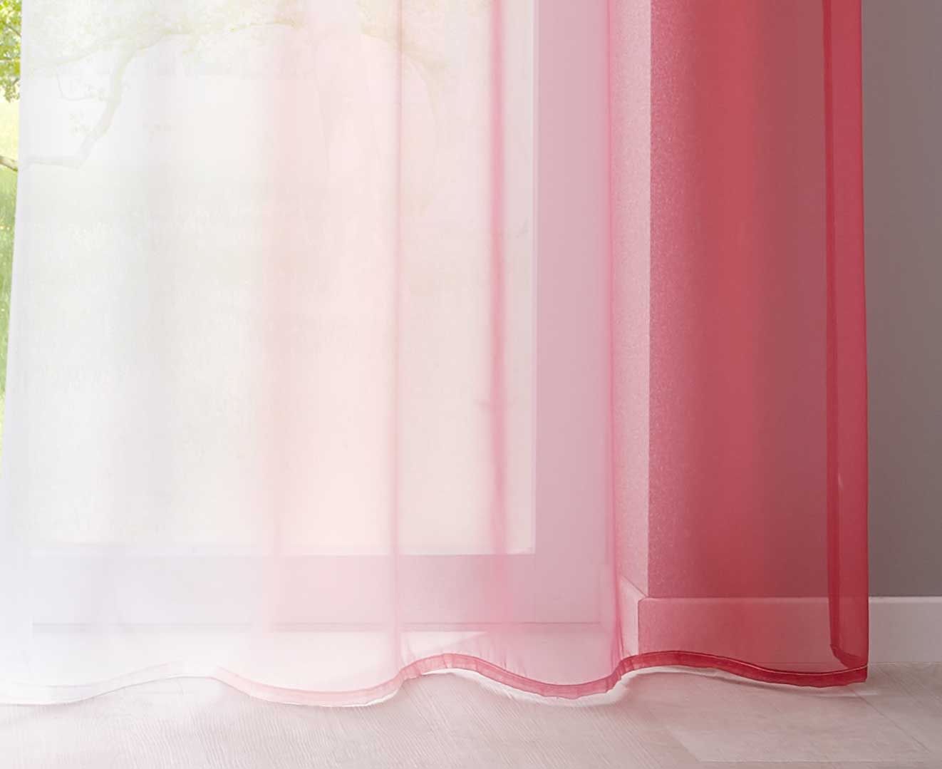 2er Pack Gardinen Vertikal Farbverlauf Druck Transparent »Modena« mit Ösen und Raffhalter, Vorhang, Dekoschal 10000183 Gardinen Set 10000183_rosa_1_b87e21c7-90f6-4ac5-b68f-b34b648e2682 | Gardinenbox.de