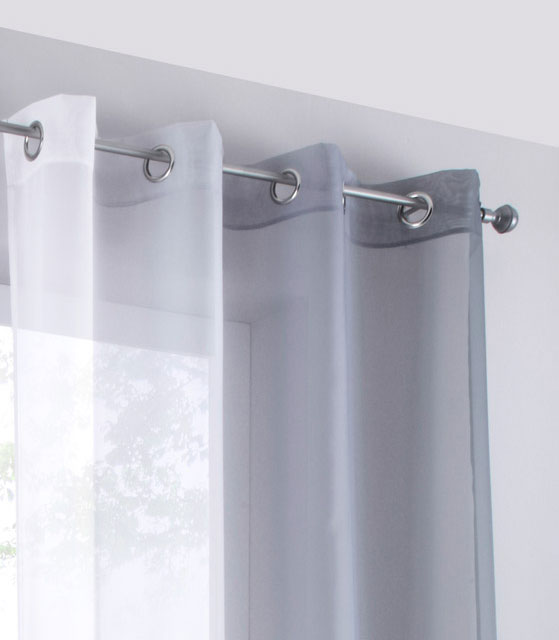 2er Pack Gardinen Vertikal Farbverlauf Druck Transparent »Modena« mit Ösen und Raffhalter, Vorhang, Dekoschal 10000183 Gardinen Set 10000183grau_d2 | Gardinenbox.de