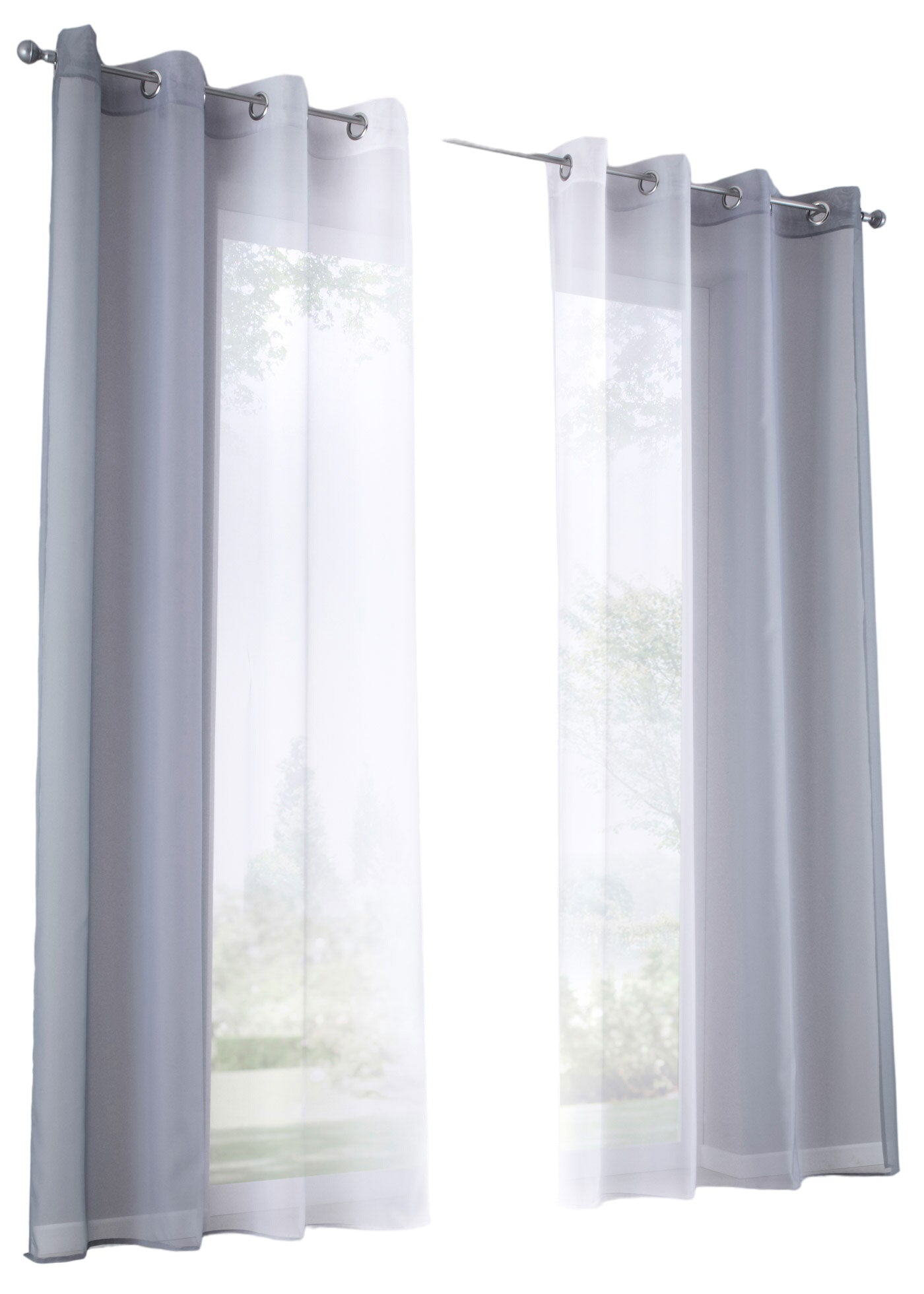 2er Pack Gardinen Vertikal Farbverlauf Druck Transparent »Modena« mit Ösen und Raffhalter, Vorhang, Dekoschal 10000183 Gardinen Set 10000183grautoene-crop_9779b599-a775-4858-9c93-9cc2bbea735c | Gardinenbox.de