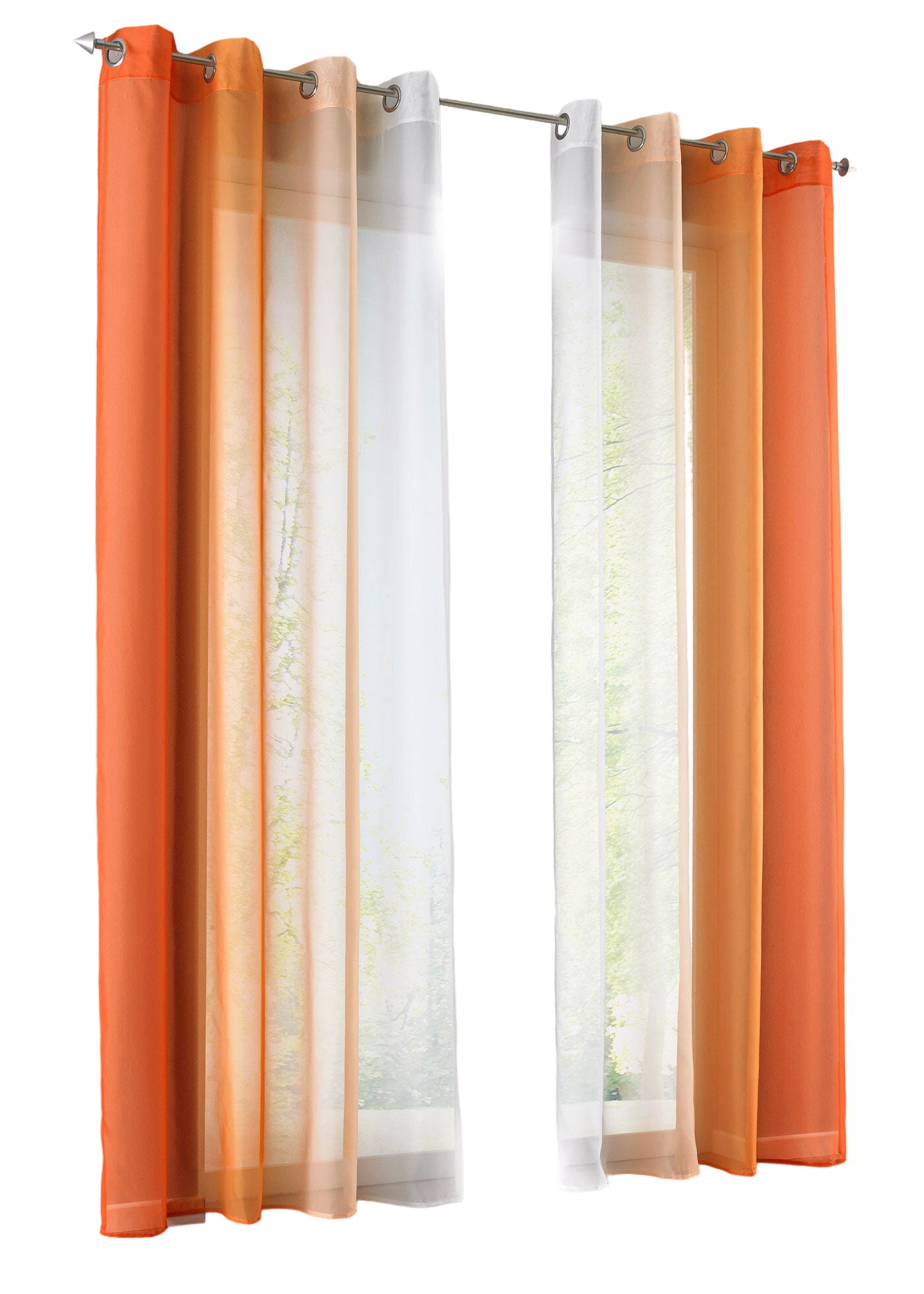 2er Pack Gardinen Vertikal Farbverlauf Druck Transparent »Modena« mit Ösen und Raffhalter, Vorhang, Dekoschal 10000183 Gardinen Set 10000183orangetoene-crop_9e8e5278-65bd-4eb2-bffb-76a2a5fca133 | Gardinenbox.de