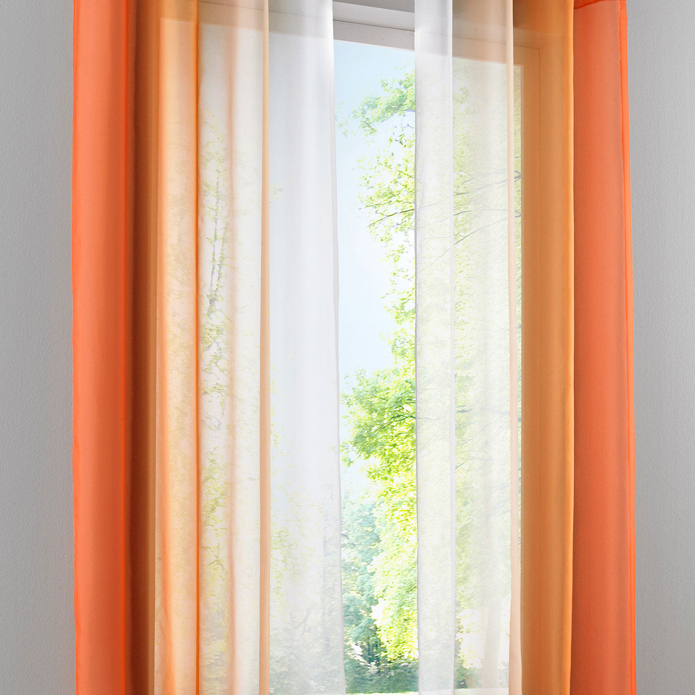 2er Pack Gardinen Vertikal Farbverlauf Druck Transparent »Modena« mit Ösen und Raffhalter, Vorhang, Dekoschal 10000183 Orangetöne HxB 225x140 cm Gardinen Set 10000183orangetoene_44b37752-4e4d-48d8-9b8a-99abe06bfc1c | Gardinenbox.de