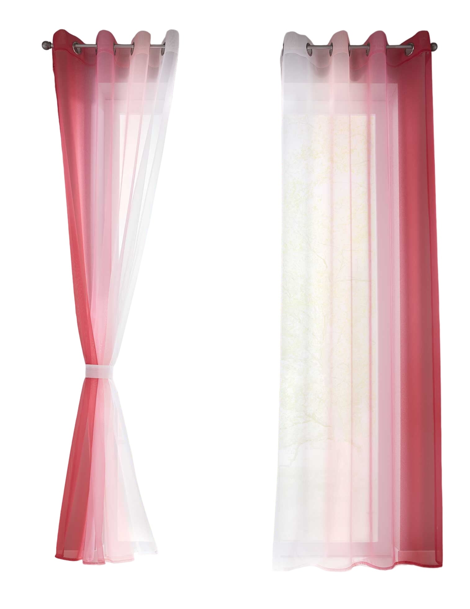 2er Pack Gardinen Vertikal Farbverlauf Druck Transparent »Modena« mit Ösen und Raffhalter, Vorhang, Dekoschal 10000183 Gardinen Set 10000183rosatoene-crop | Gardinenbox.de