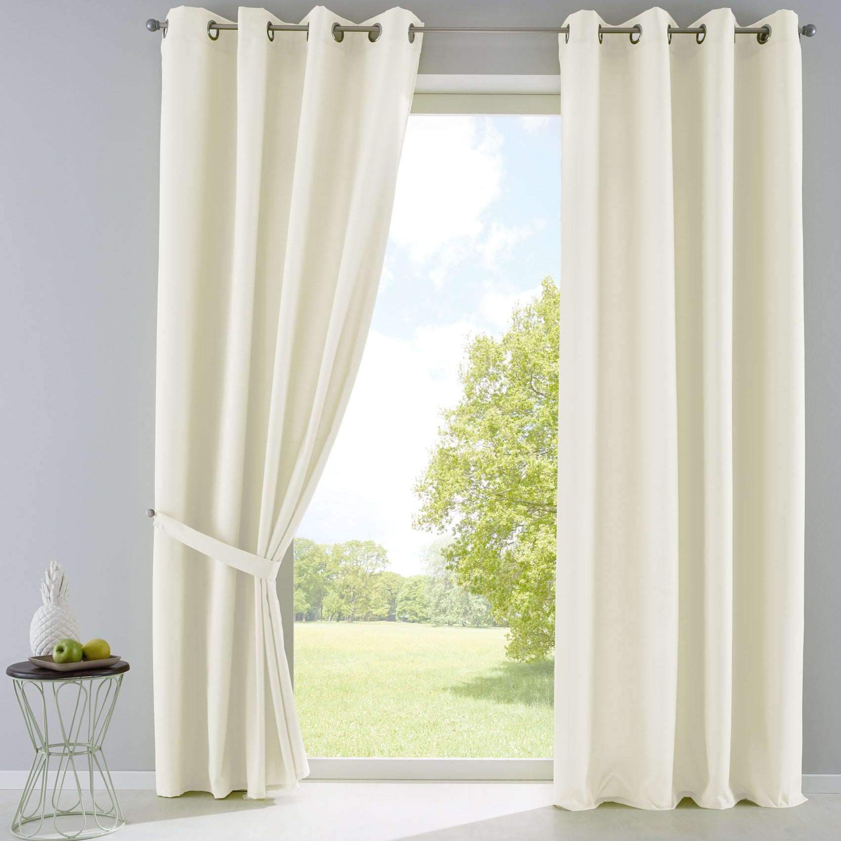 2er Set Vorhänge Blickdicht Gardinen Matt Lichtdurchlässig »PALERMO« mit Ösen und Raffhalter Dekoschal 10000265-2 Creme HxB 145x140 cm Vorhang Set 10000265-2creme | Gardinenbox.de