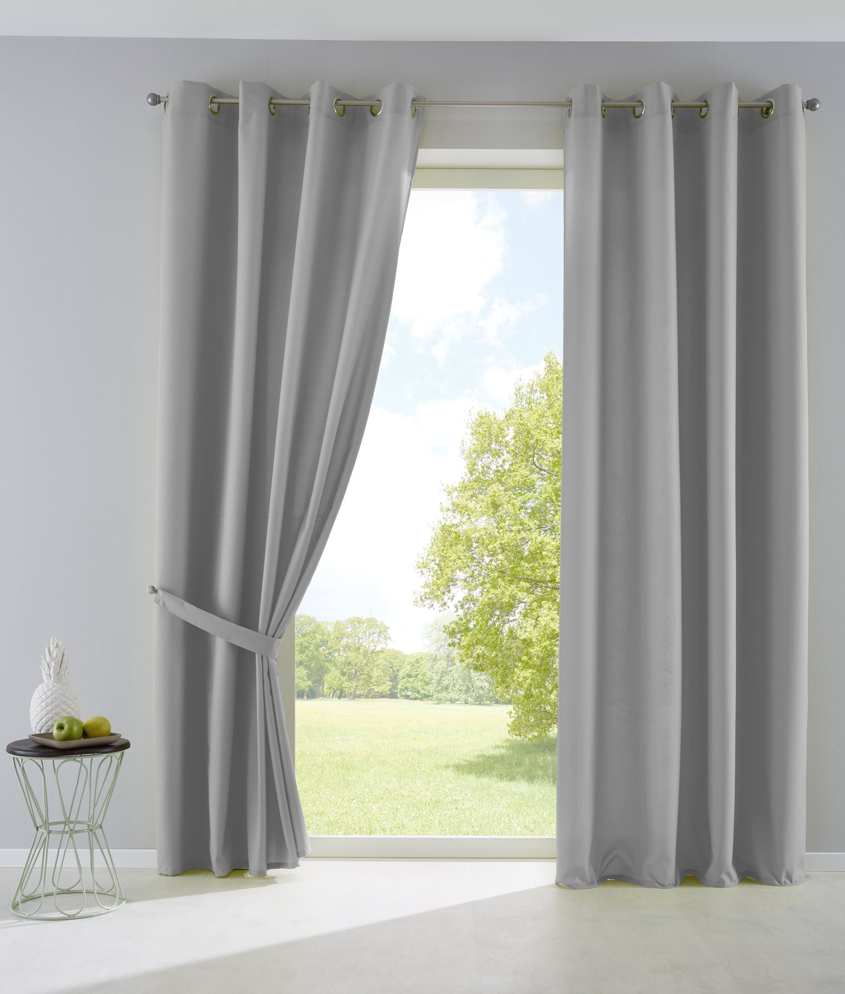 2er Set Vorhänge Blickdicht Gardinen Matt Lichtdurchlässig »PALERMO« mit Ösen und Raffhalter Dekoschal 10000265-2 Grau HxB 245x140 cm Vorhang Set 10000265-2grau_df96081c-fb4e-436a-a4a6-9a05ebd526ad | Gardinenbox.de