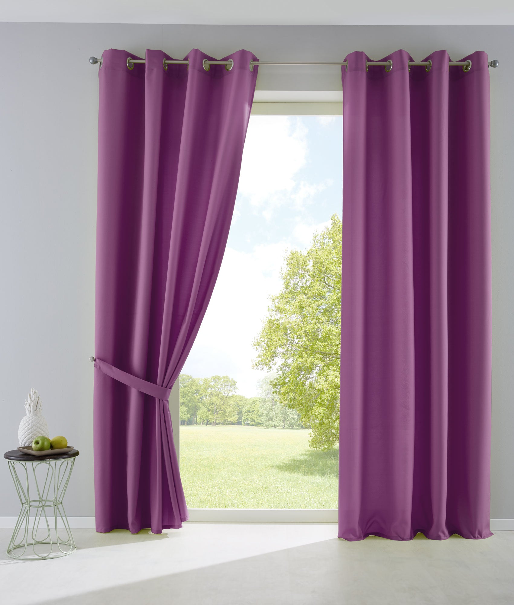 2er Set Vorhänge Blickdicht Gardinen Matt Lichtdurchlässig »PALERMO« mit Ösen und Raffhalter Dekoschal 10000265-2 Lila HxB 225x140 cm Vorhang Set 10000265-2lila_d92bfd00-02ab-46f9-b706-f5445102a549 | Gardinenbox.de