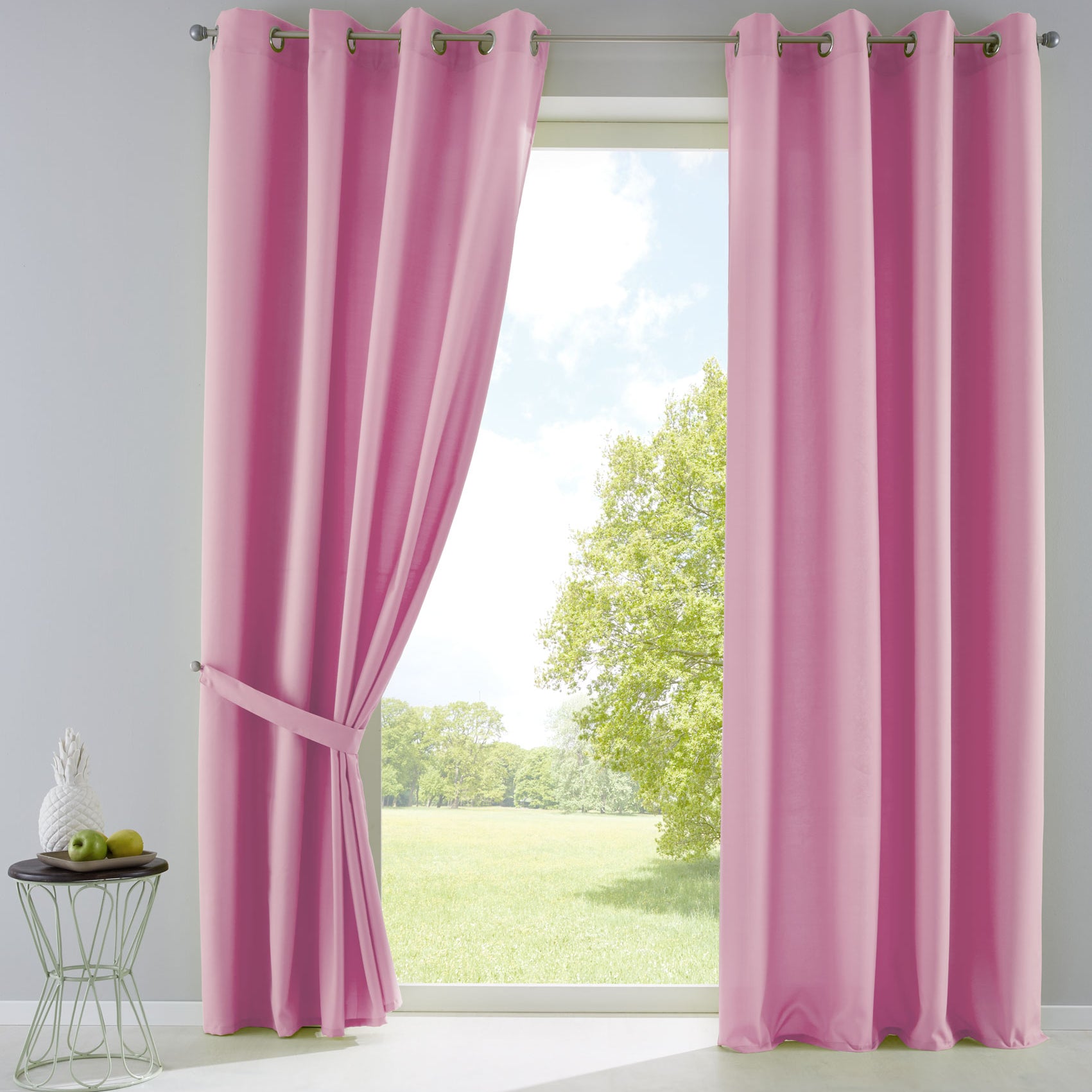 2er Set Vorhänge Blickdicht Gardinen Matt Lichtdurchlässig »PALERMO« mit Ösen und Raffhalter Dekoschal 10000265-2 Rosa HxB 145x140 cm Vorhang Set 10000265-2rosa | Gardinenbox.de