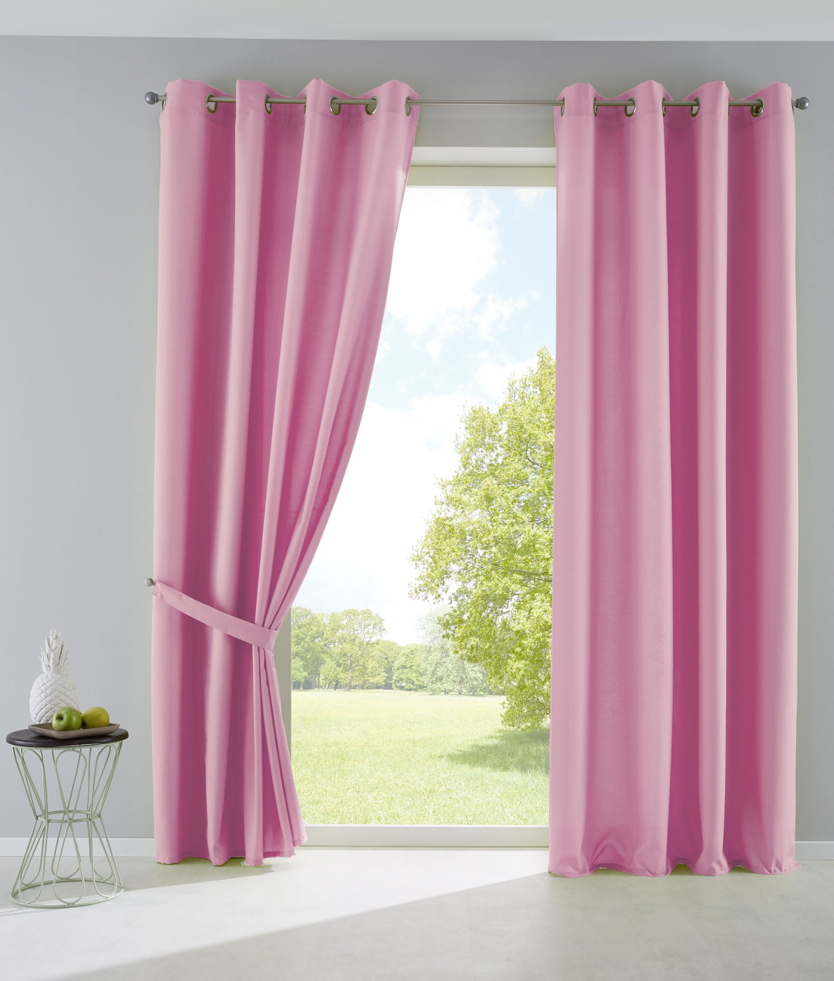 2er Set Vorhänge Blickdicht Gardinen Matt Lichtdurchlässig »PALERMO« mit Ösen und Raffhalter Dekoschal 10000265-2 Rosa HxB 225x140 cm Vorhang Set 10000265-2rosa_d853309e-a4e0-42fd-b88a-9aacc6bd96f0 | Gardinenbox.de