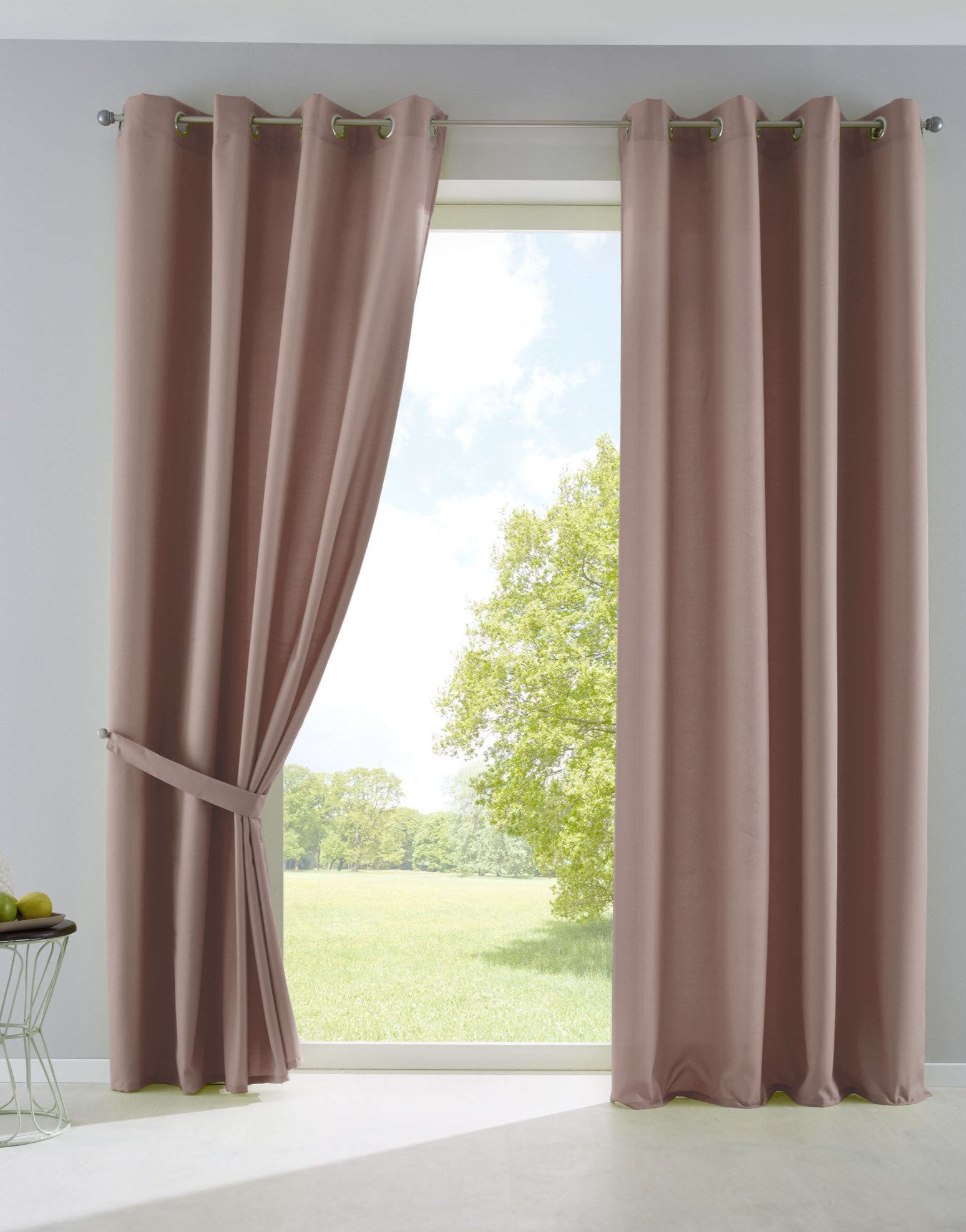 2er Set Vorhänge Blickdicht Gardinen Matt Lichtdurchlässig »PALERMO« mit Ösen und Raffhalter Dekoschal 10000265-2 Vorhang Set 10000265-2taupe_2024-05-02T13_30_00.014Z | Gardinenbox.de