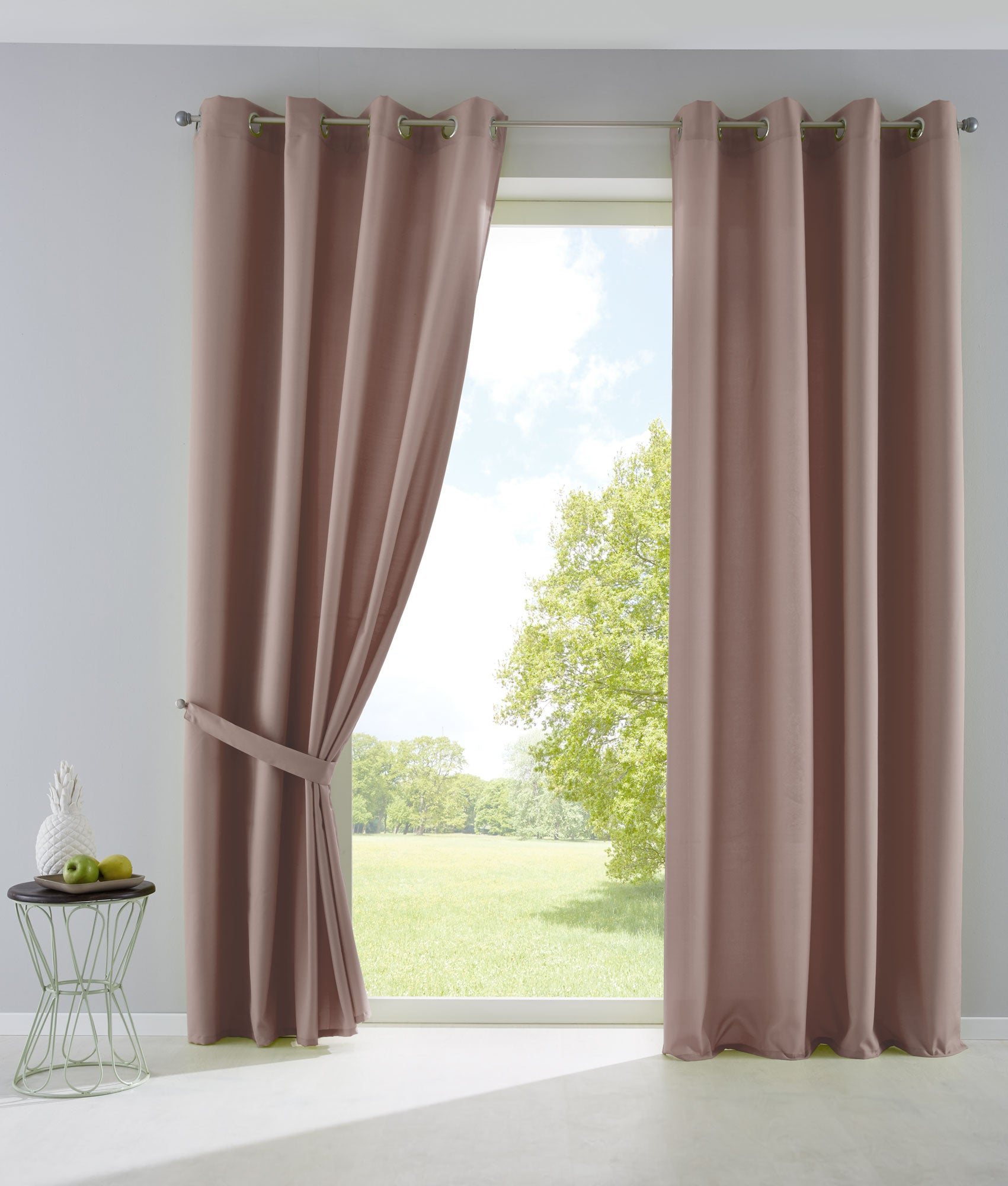 2er Set Vorhänge Blickdicht Gardinen Matt Lichtdurchlässig »PALERMO« mit Ösen und Raffhalter Dekoschal 10000265-2 Taupe HxB 175x140 cm Vorhang Set 10000265-2taupe_205fd485-02ee-433b-8e58-f5b82a8dc92a | Gardinenbox.de