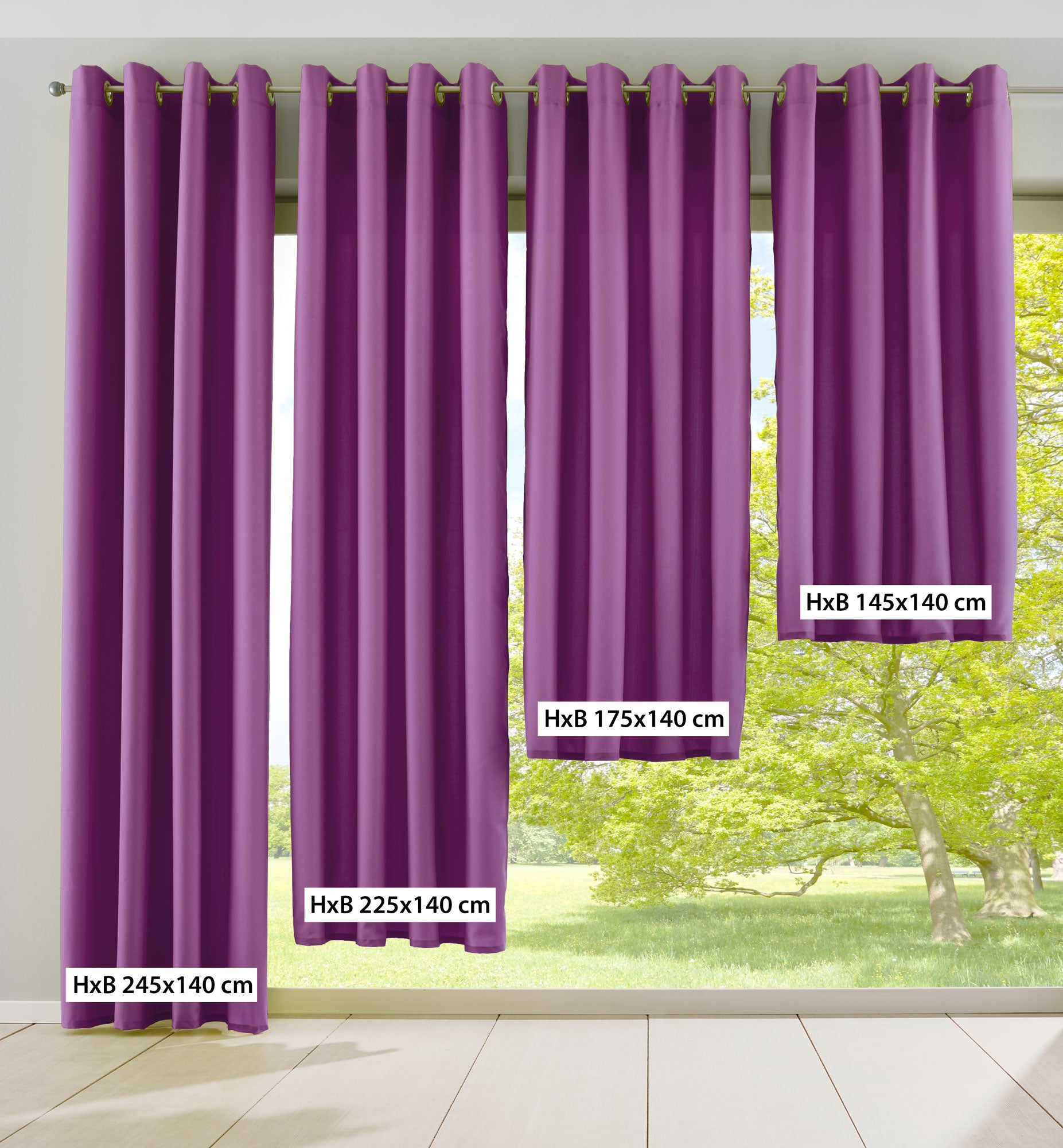 2er Set Vorhänge Blickdicht Gardinen Matt Lichtdurchlässig »PALERMO« mit Ösen und Raffhalter Dekoschal 10000265-2 Vorhang Set 10000265size_lila | Gardinenbox.de