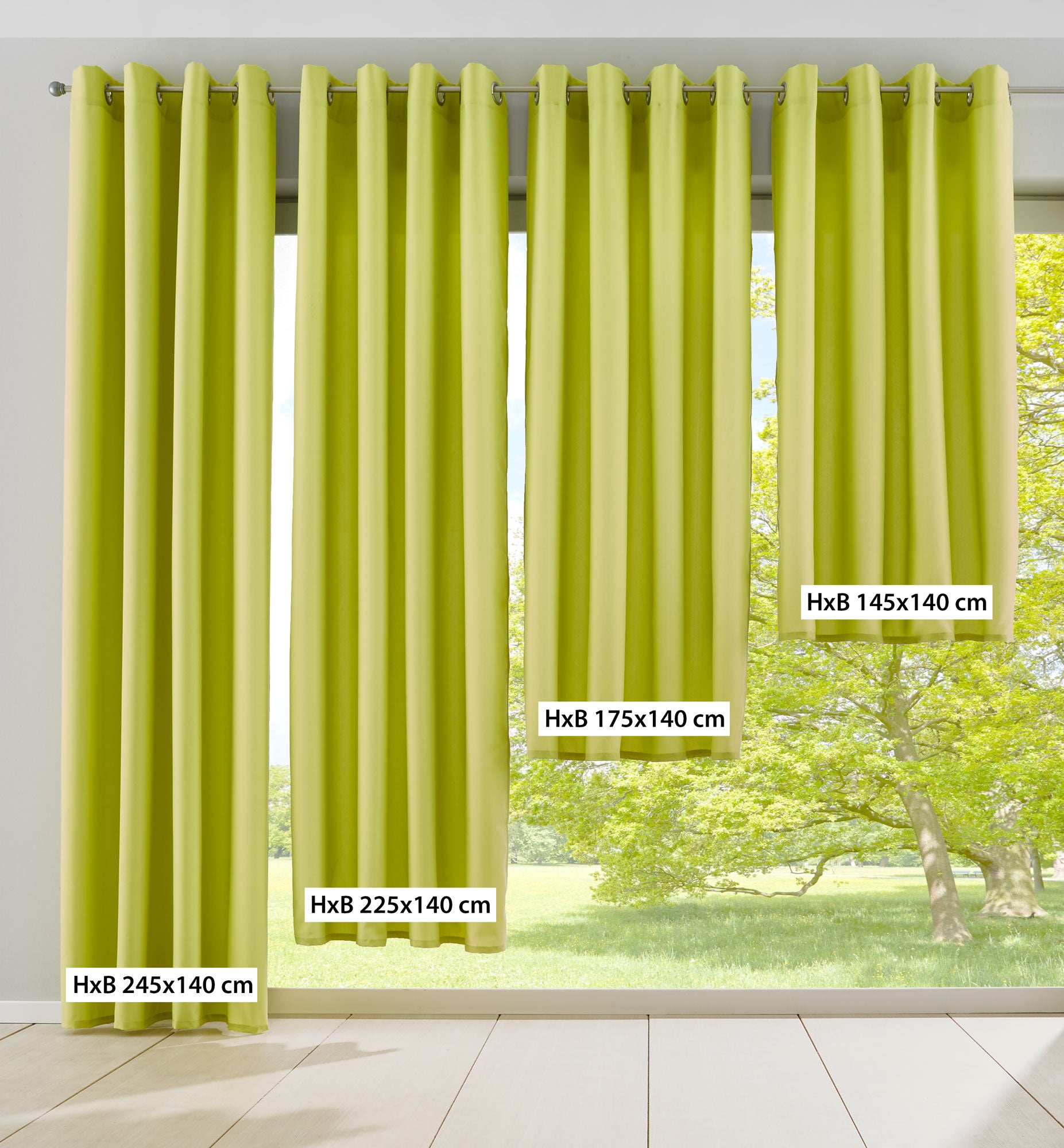 2er Set Vorhänge Blickdicht Gardinen Matt Lichtdurchlässig »PALERMO« mit Ösen und Raffhalter Dekoschal 10000265-2 Vorhang Set 10000265size_limette | Gardinenbox.de