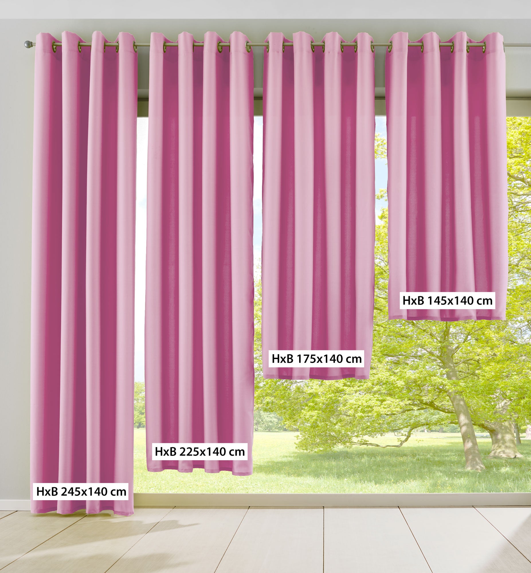 2er Set Vorhänge Blickdicht Gardinen Matt Lichtdurchlässig »PALERMO« mit Ösen und Raffhalter Dekoschal 10000265-2 Vorhang Set 10000265size_rosa | Gardinenbox.de