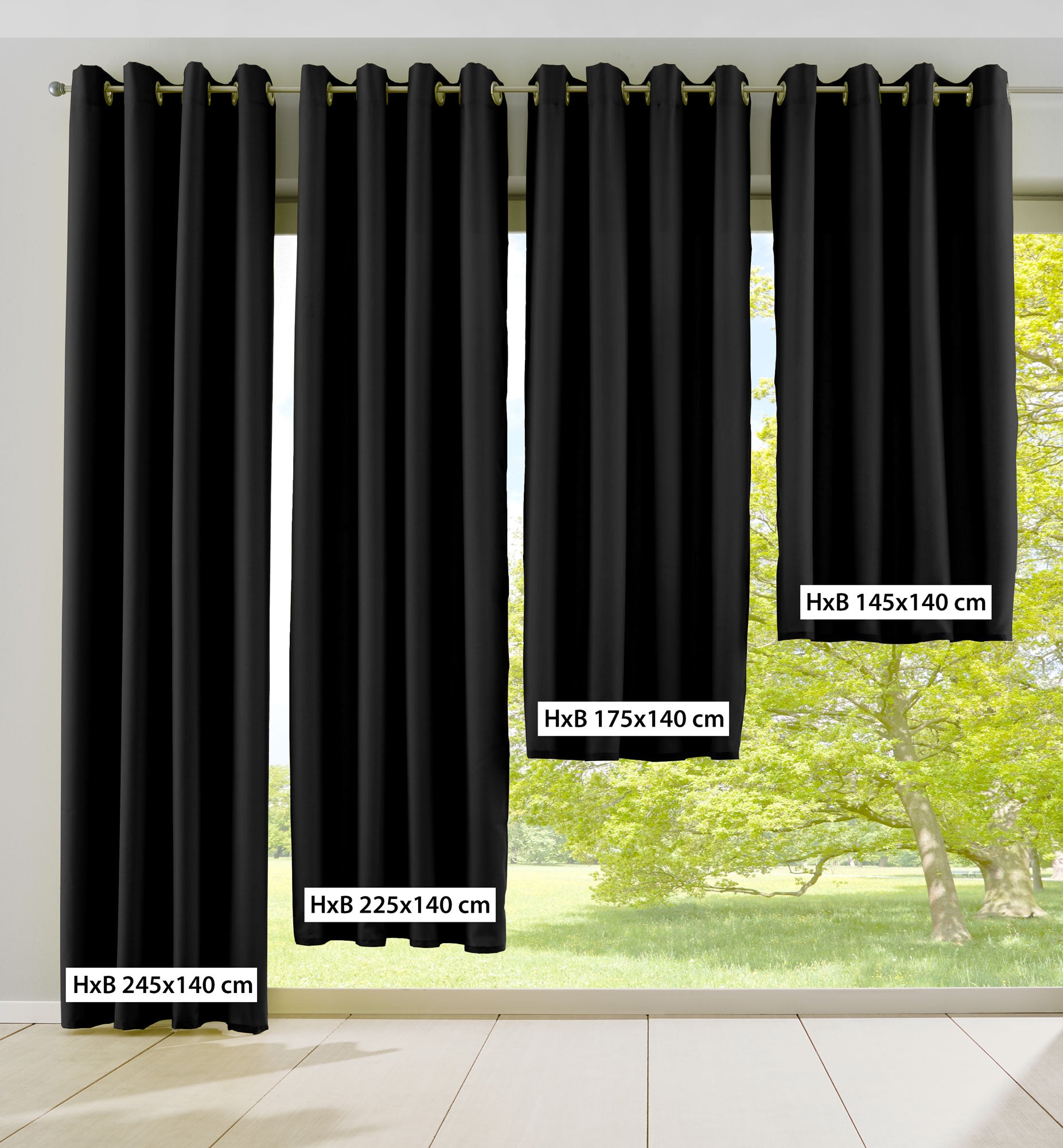 2er Set Vorhänge Blickdicht Gardinen Matt Lichtdurchlässig »PALERMO« mit Ösen und Raffhalter Dekoschal 10000265-2 Vorhang Set 10000265size_schwarz | Gardinenbox.de