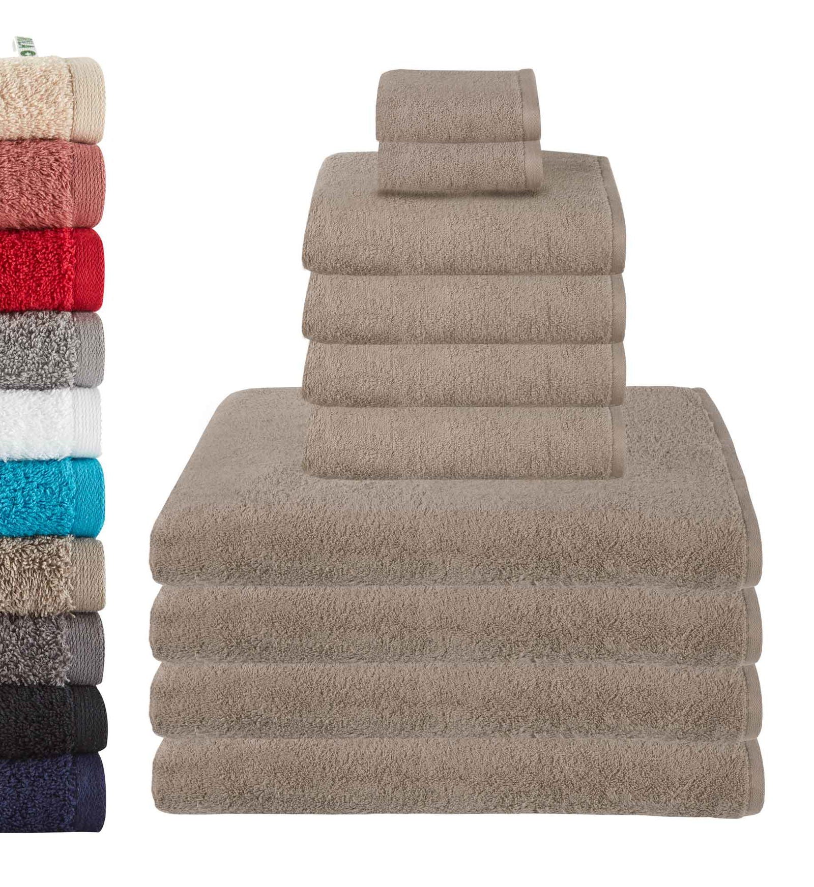 10er Set 2 Gästetücher 30x50 4 Handtücher 50x100 cm 4 Saunatücher 100x150 cm »Montreal« 100% Bio Baumwolle 2020100-1-2-4-10er Taupe 30x50, 50x100, 100x150 cm Frottee 10er_Set_2_Gastetucher_30x50_4_Handtucher_50x100_cm_4_Saunatucher_100x150_cm_Montreal_100_Bio_Baumwolle_2020100-1-2-4-10er_-_Gardinenbox.de_-_-3666142 | Gardinenbox.de