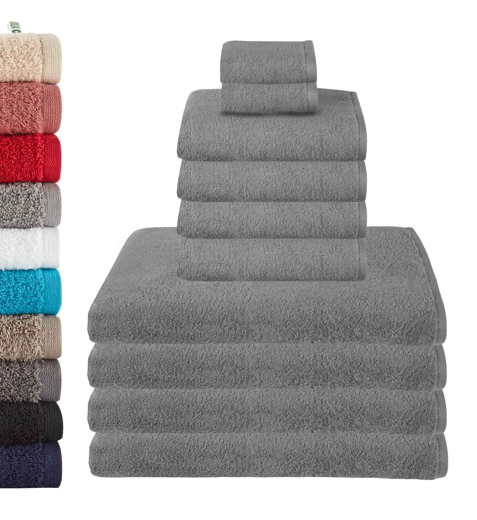 10er Set 2 Gästetücher 30x50 4 Handtücher 50x100 cm 4 Saunatücher 100x150 cm »Montreal« 100% Bio Baumwolle 2020100-1-2-4-10er Grau 30x50, 50x100, 100x150 cm Frottee 10er_Set_2_Gastetucher_30x50_4_Handtucher_50x100_cm_4_Saunatucher_100x150_cm_Montreal_100_Bio_Baumwolle_2020100-1-2-4-10er_-_Gardinenbox.de_-_-3666221 | Gardinenbox.de