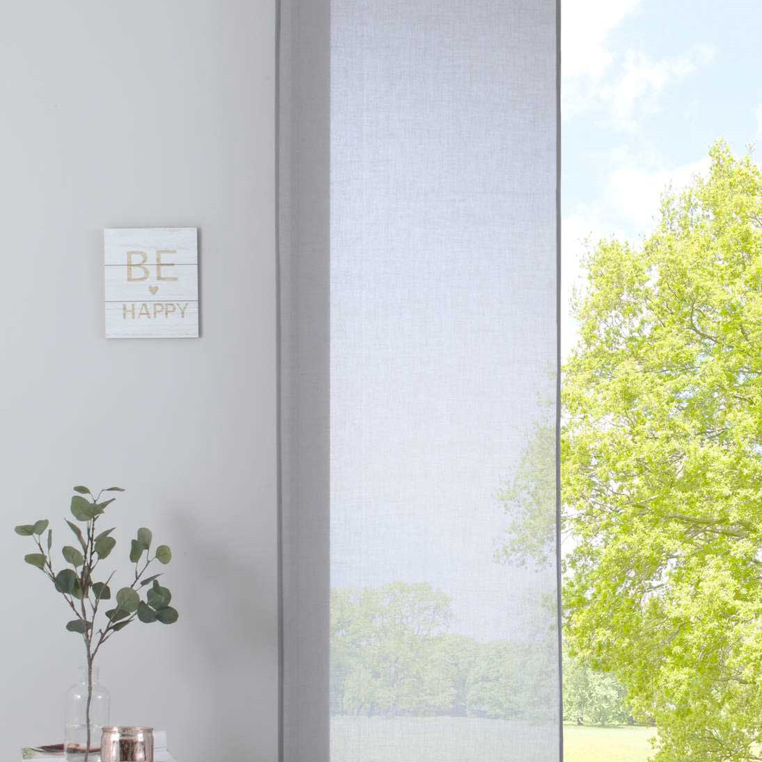 Schiebegardine »Nizza« Baumwoll-Voile Halbvoile Transparent Flächenvorhang mit Paneelwagen und Beschwerungsstange 2019032