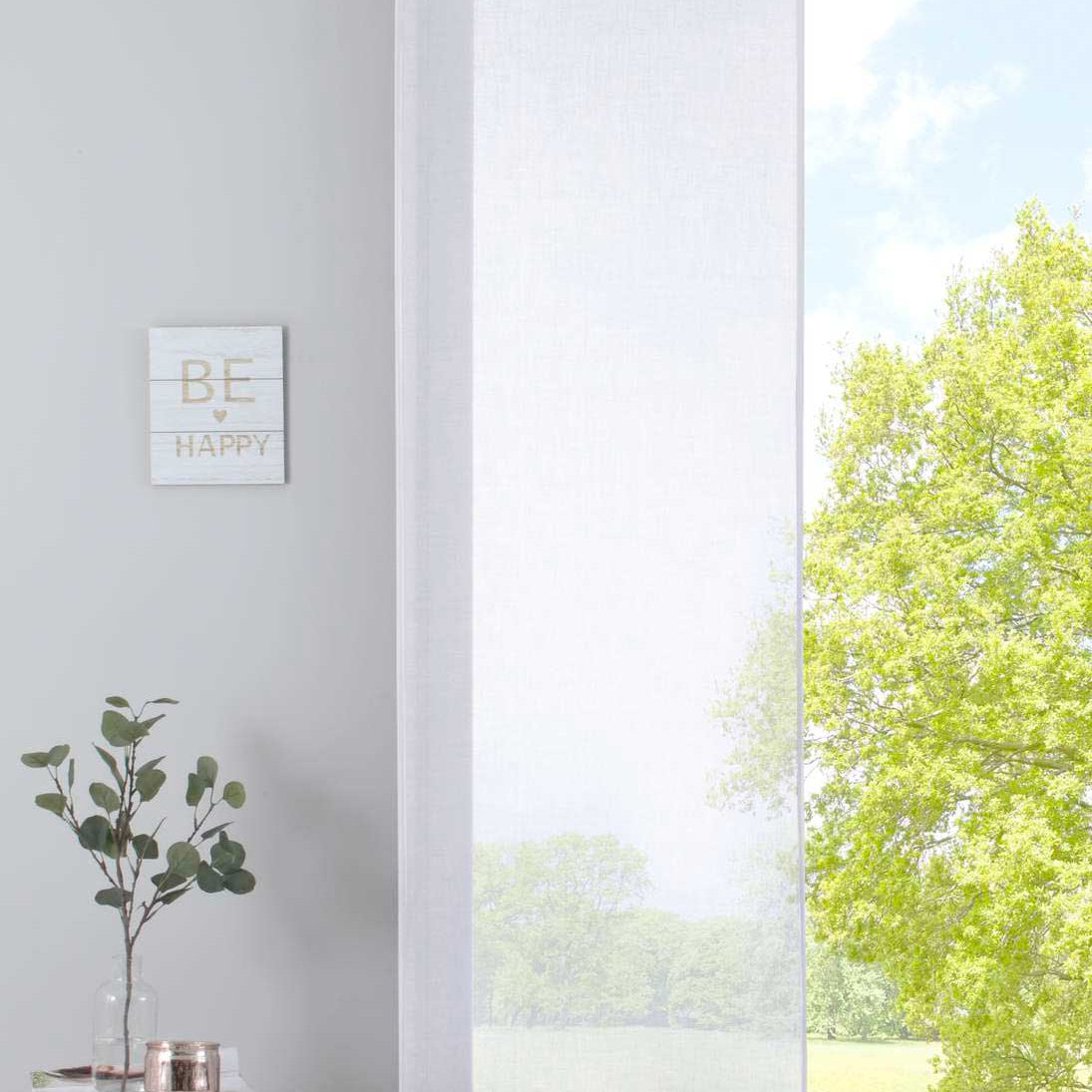 Schiebegardine »Nizza« Baumwoll-Voile Halbvoile Transparent Flächenvorhang mit Paneelwagen und Beschwerungsstange 2019032