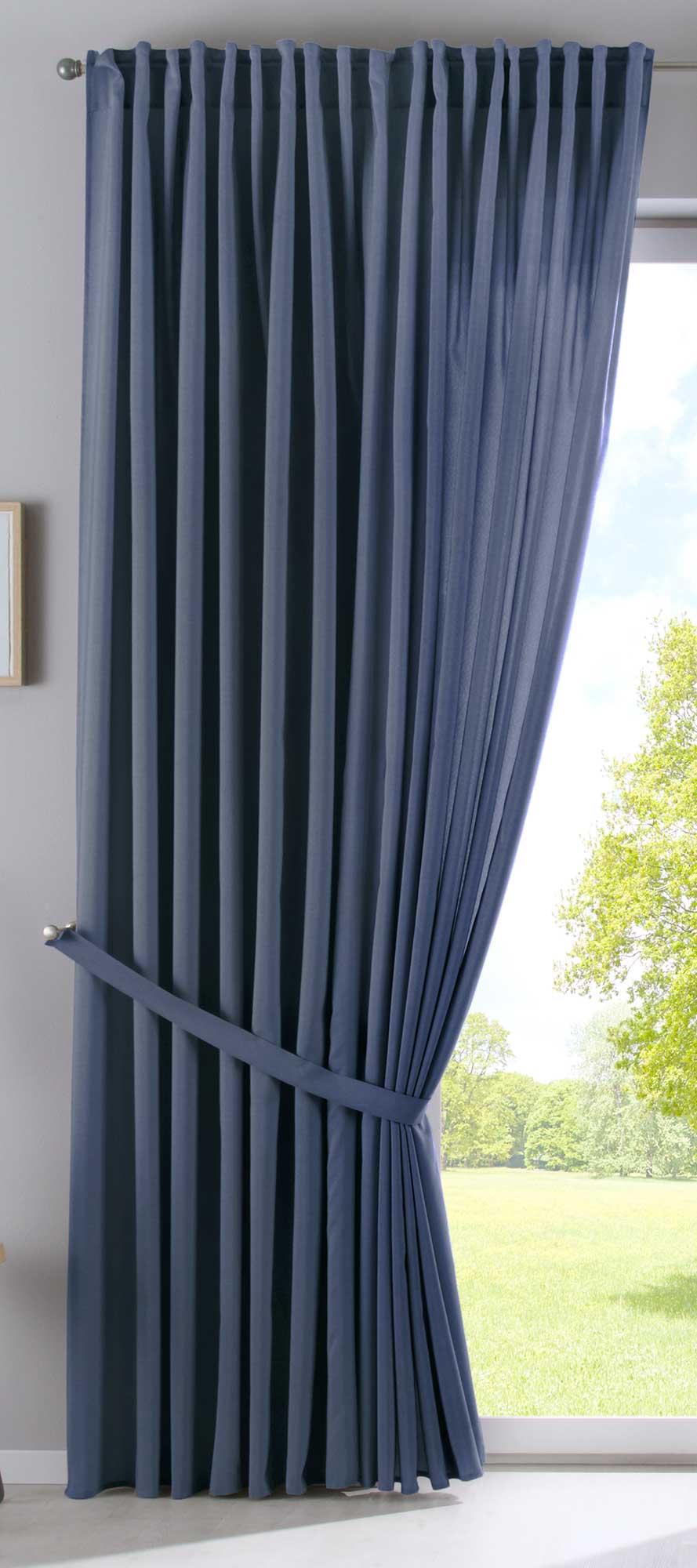 Vorhang Verdeckte Schlaufen Cationic »JENA« Blickdicht Leinen Optik Gardine Meliert Gardinenband mit Raffhalter 2019037 Vorhang 2019037_doppel_v2_blau_2e1ba3b3-2bd5-4402-9a37-a66c04efb3b2 | Gardinenbox.de