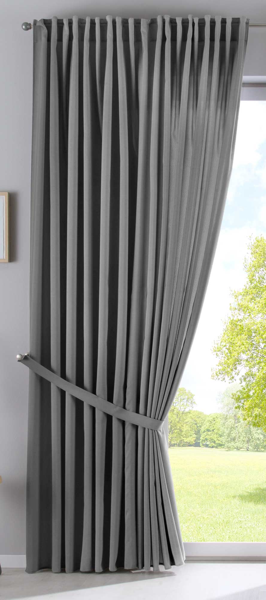 Vorhang Verdeckte Schlaufen Cationic »JENA« Blickdicht Leinen Optik Gardine Meliert Gardinenband mit Raffhalter 2019037 Vorhang 2019037_doppel_v2_grau_05ca7849-5b84-4b7d-86db-b4c48ec73a4e | Gardinenbox.de