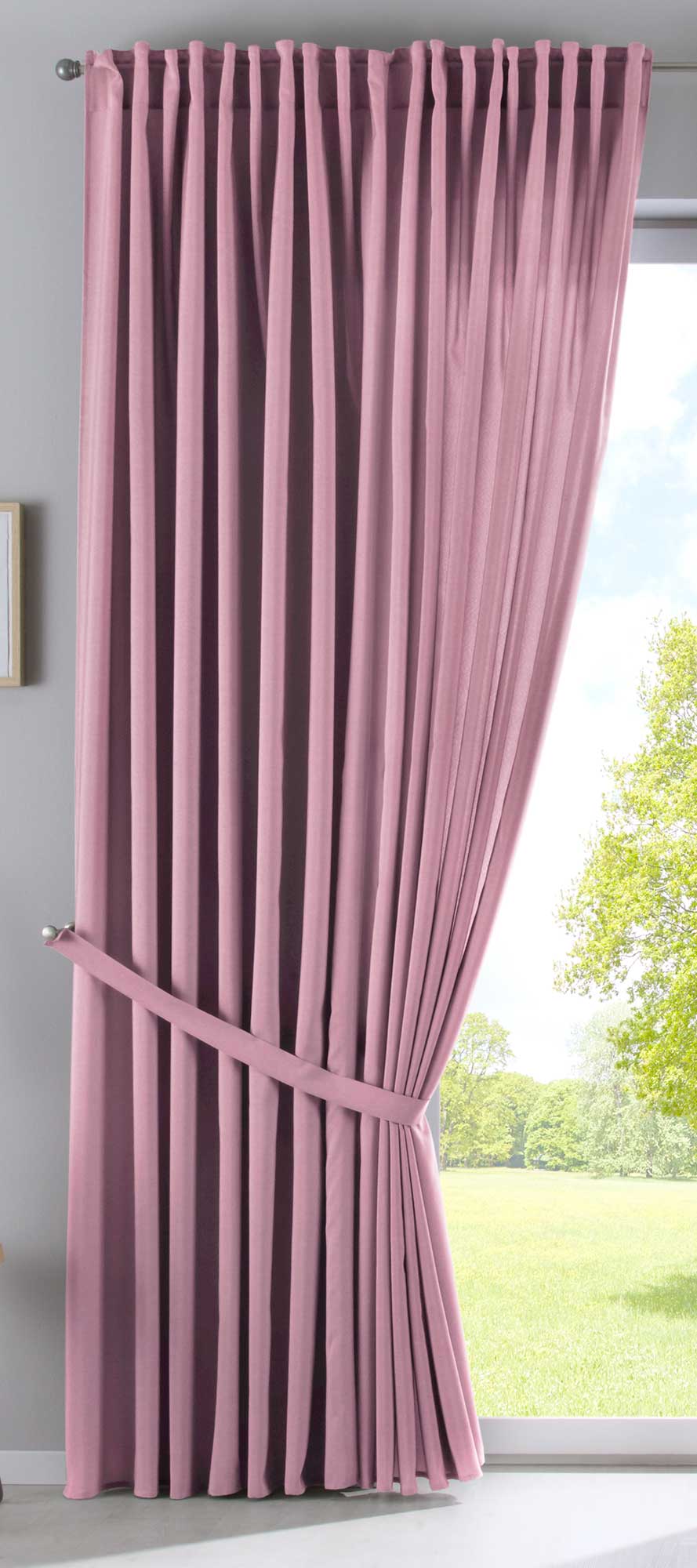 Vorhang Verdeckte Schlaufen Cationic »JENA« Blickdicht Leinen Optik Gardine Meliert Gardinenband mit Raffhalter 2019037 Vorhang 2019037_doppel_v2_rosa_5844d21a-beb3-40f1-a0df-21286b45b2ed | Gardinenbox.de