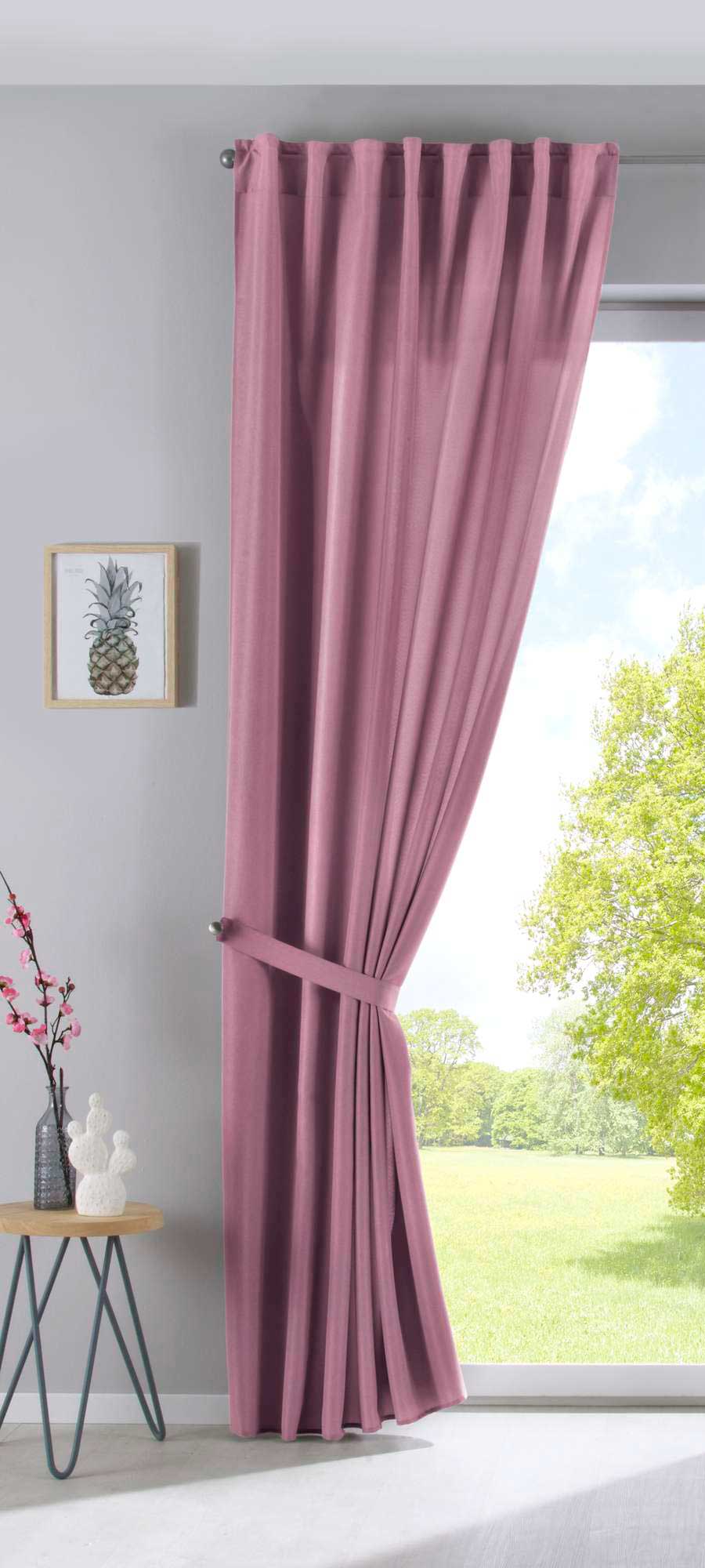 Vorhang Verdeckte Schlaufen Cationic »JENA« Blickdicht Leinen Optik Gardine Meliert Gardinenband mit Raffhalter 2019037 Vorhang 2019037altrosa-raff_73dbadf5-ada4-4411-a74d-bb85fef0ebb5 | Gardinenbox.de