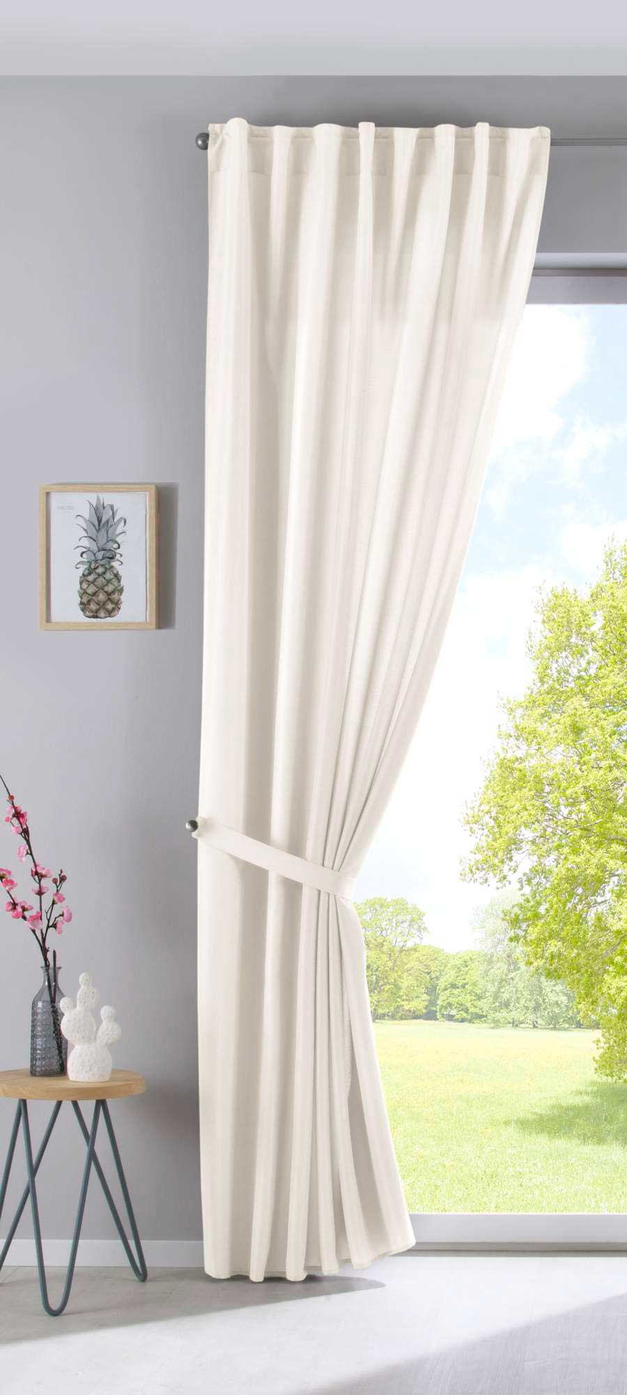 Vorhang Verdeckte Schlaufen Cationic »JENA« Blickdicht Leinen Optik Gardine Meliert Gardinenband mit Raffhalter 2019037 Vorhang 2019037creme-raff_5ac9c244-e8a5-4a81-8059-a297aa3979a2 | Gardinenbox.de