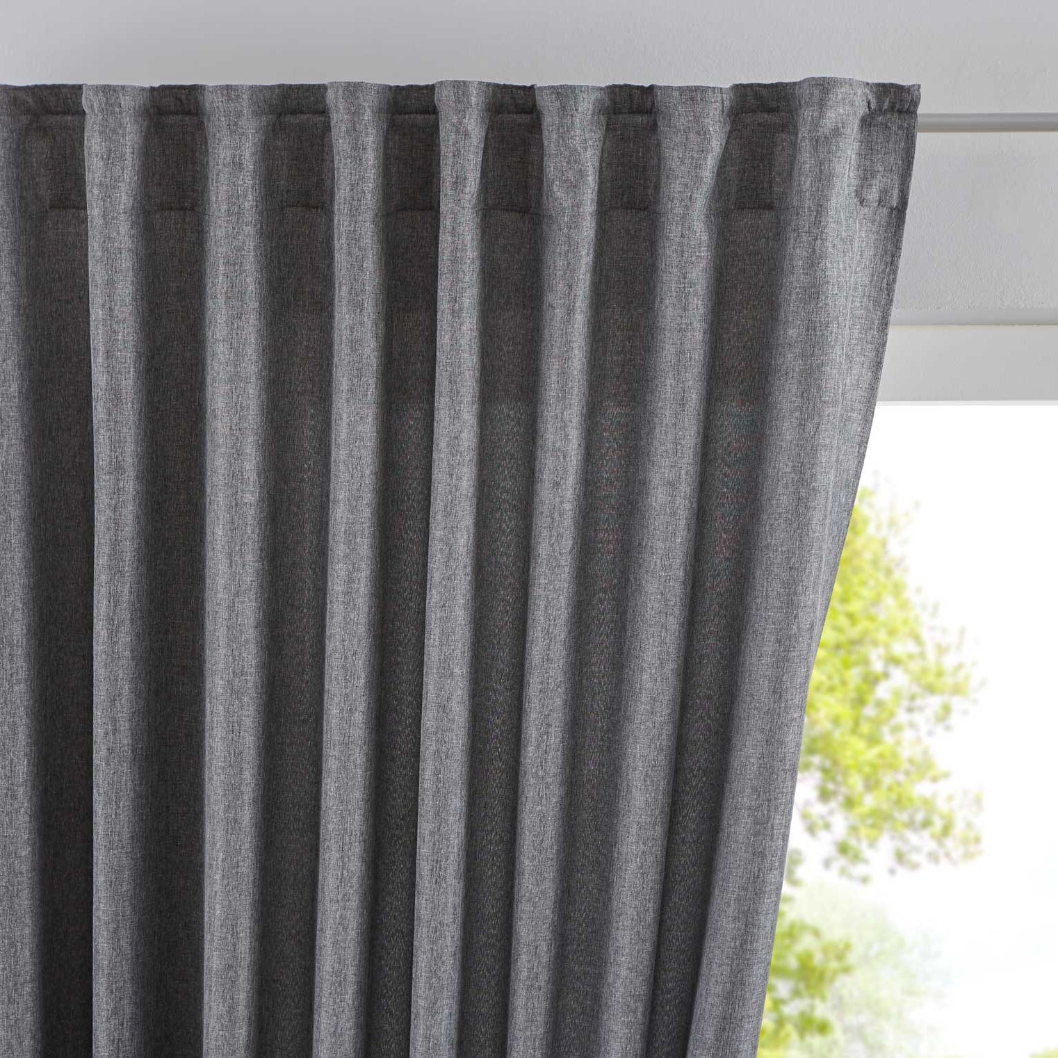 Vorhang Verdeckte Schlaufen Cationic »JENA« Blickdicht Leinen Optik Gardine Meliert Gardinenband mit Raffhalter 2019037 Grau HxB 225x140 cm Vorhang 2019037grau | Gardinenbox.de