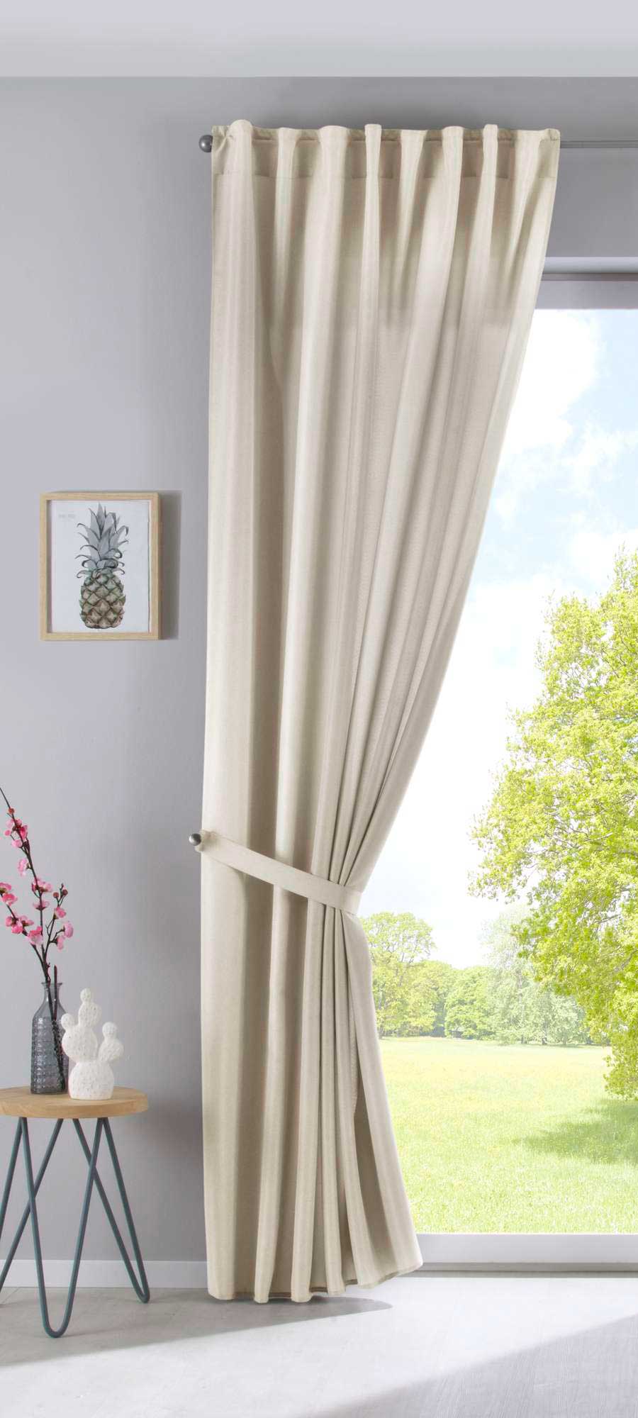 Vorhang Verdeckte Schlaufen Cationic »JENA« Blickdicht Leinen Optik Gardine Meliert Gardinenband mit Raffhalter 2019037 Vorhang 2019037sand-raff_cb5a6103-06d9-4a3e-888c-a6d17fa6e58a | Gardinenbox.de