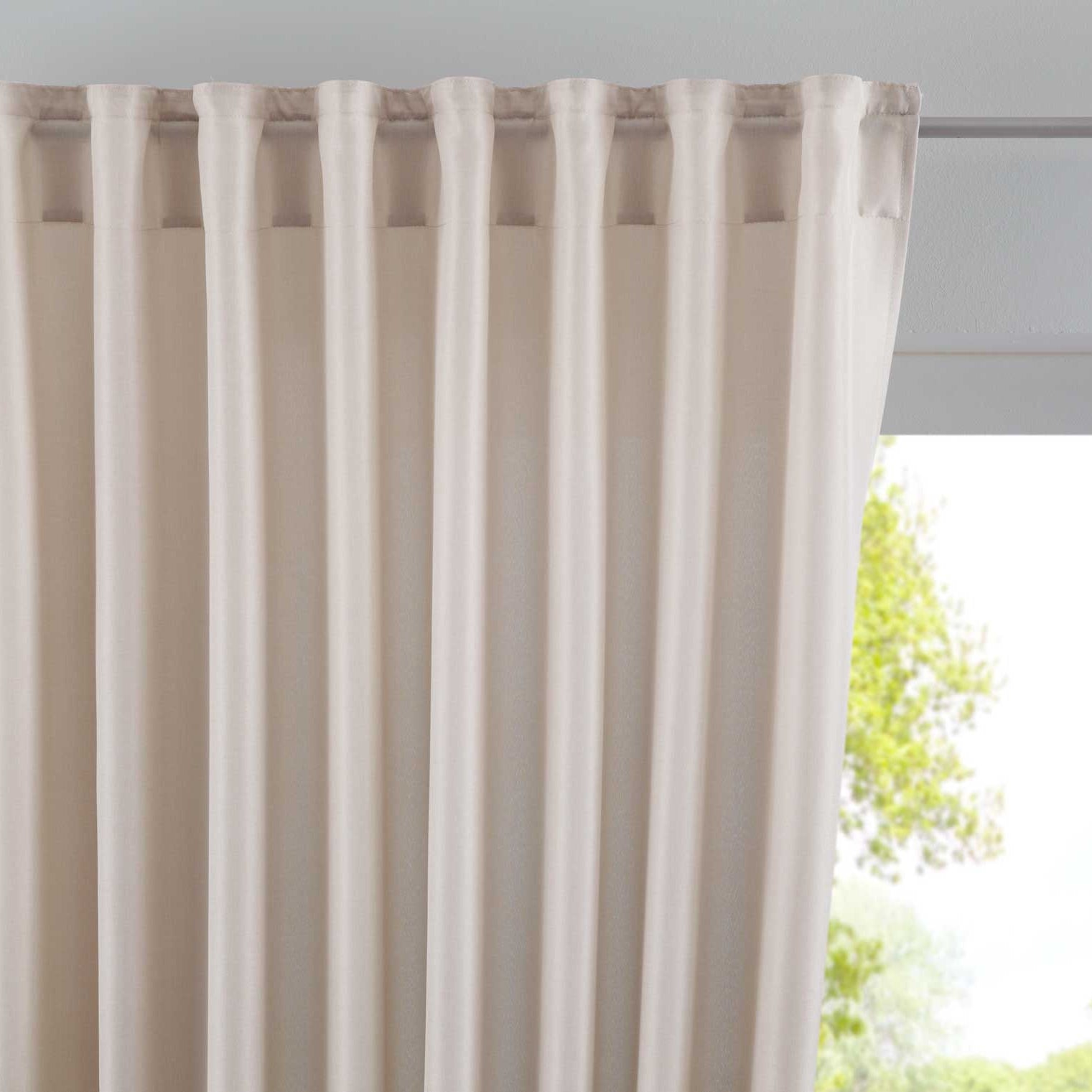 Vorhang Verdeckte Schlaufen Cationic »JENA« Blickdicht Leinen Optik Gardine Meliert Gardinenband mit Raffhalter 2019037 Sand HxB 225x140 cm Vorhang 2019037sand | Gardinenbox.de