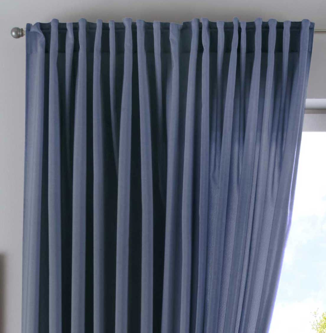 Vorhang Verdeckte Schlaufen Cationic »JENA« Blickdicht Leinen Optik Gardine Meliert Gardinenband mit Raffhalter 2019037 Saphir Blau HxB 250x300 cm Vorhang 2019037saphir_blau-breit | Gardinenbox.de