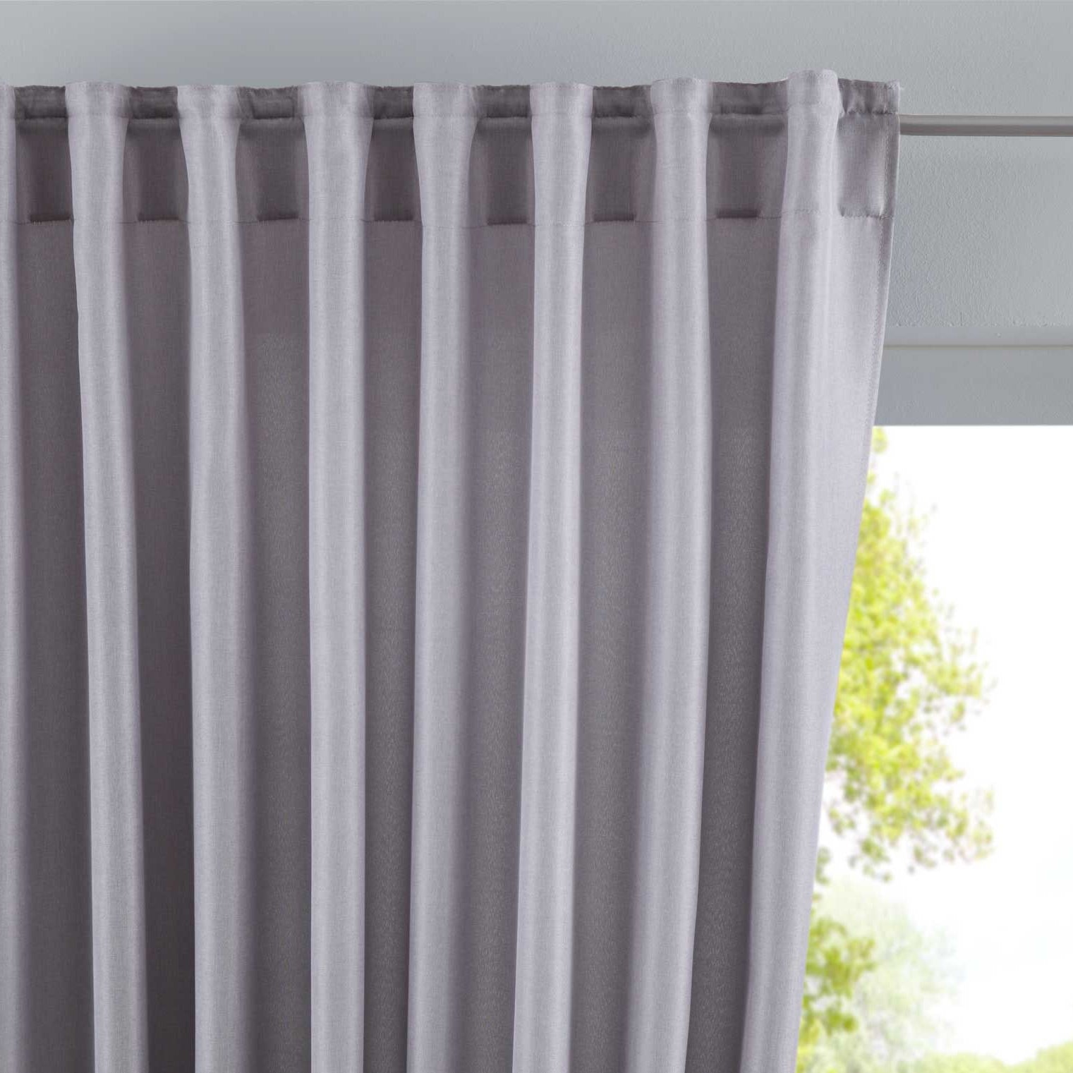 Vorhang Verdeckte Schlaufen Cationic »JENA« Blickdicht Leinen Optik Gardine Meliert Gardinenband mit Raffhalter 2019037 Silber HxB 225x140 cm Vorhang 2019037silber | Gardinenbox.de