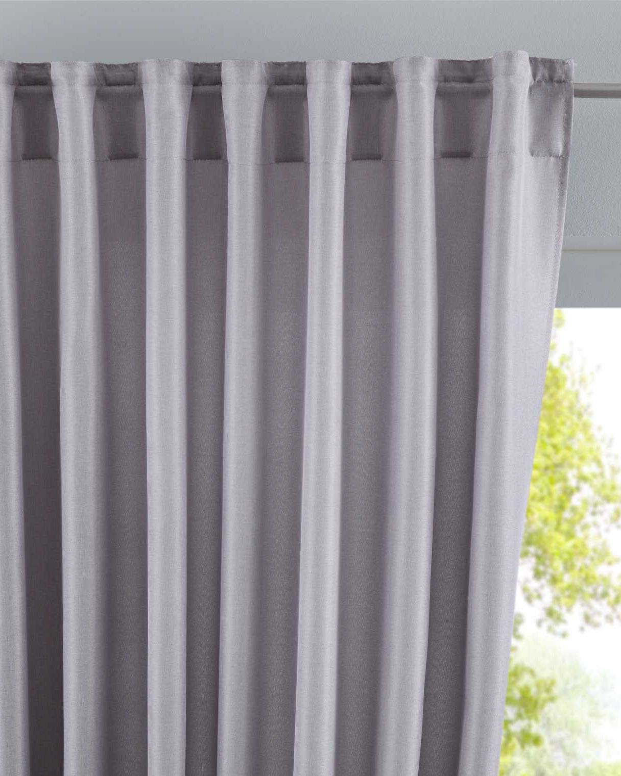 Vorhang Verdeckte Schlaufen Cationic »JENA« Blickdicht Leinen Optik Gardine Meliert Gardinenband mit Raffhalter 2019037 Silber HxB 225x140 cm Vorhang 2019037silber | Gardinenbox.de