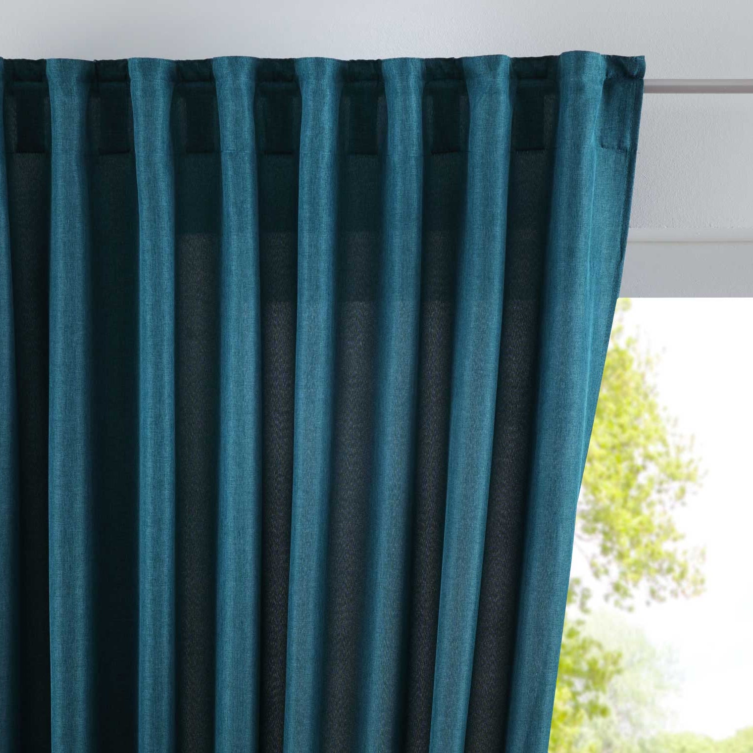 Vorhang Verdeckte Schlaufen Cationic »JENA« Blickdicht Leinen Optik Gardine Meliert Gardinenband mit Raffhalter 2019037 Smaragd Grün HxB 225x140 cm Vorhang 2019037smaragd_gruen | Gardinenbox.de