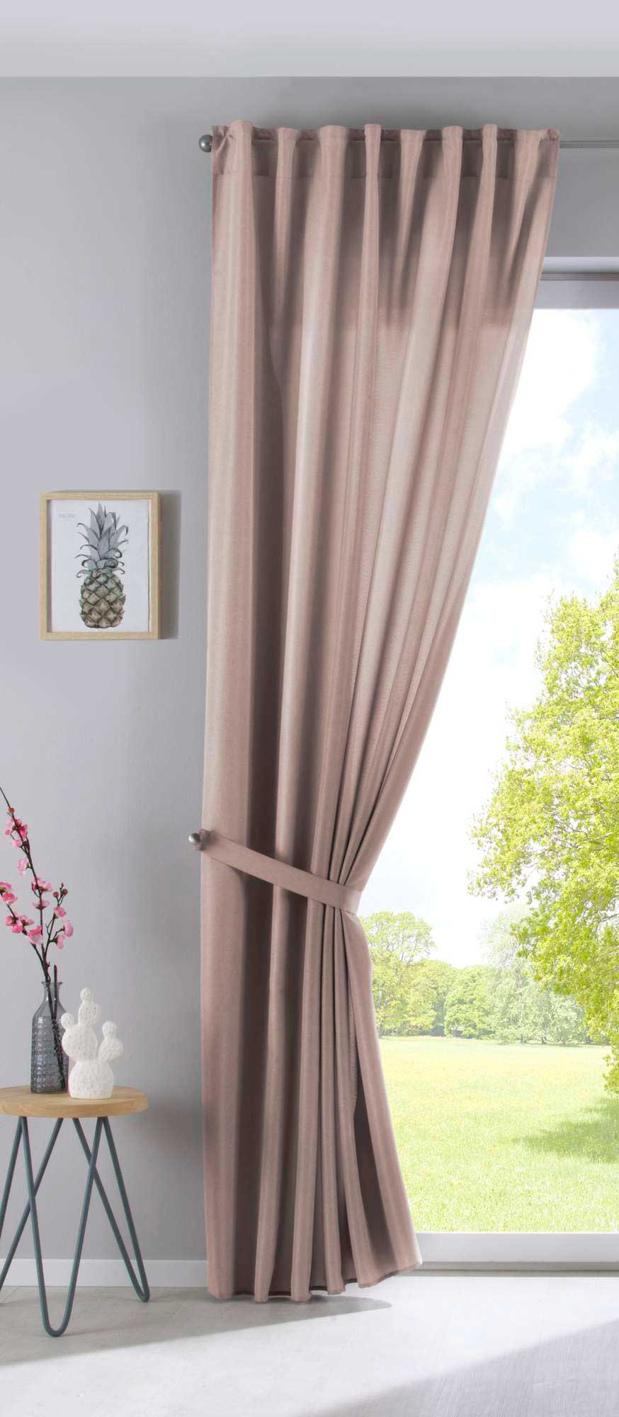 Vorhang Verdeckte Schlaufen Cationic »JENA« Blickdicht Leinen Optik Gardine Meliert Gardinenband mit Raffhalter 2019037 Vorhang 2019037taupe-raff_fd72ee24-fc6b-4547-9808-35cc428abd59 | Gardinenbox.de