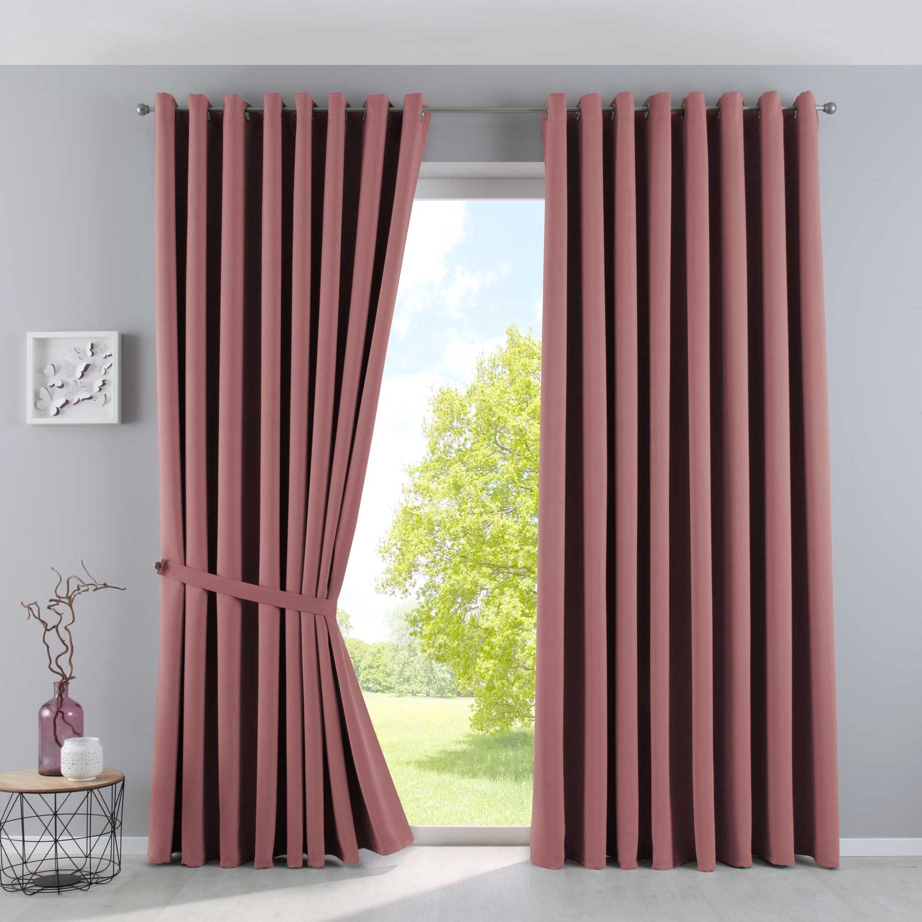 Vorhänge Blickdicht »NewYork« 2er-Pack Thermo-Gardinen Verdunkelungsvorhang Blackout Ösen schalldämmend UV-Schutz Raffhalter 201920600-2 Altrosa HxB 225x295 cm Vorhang Set 201920600-2altrosa-295 | Gardinenbox.de